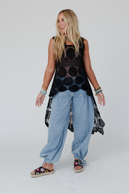 Serene Dream Crochet Lace Top - Black