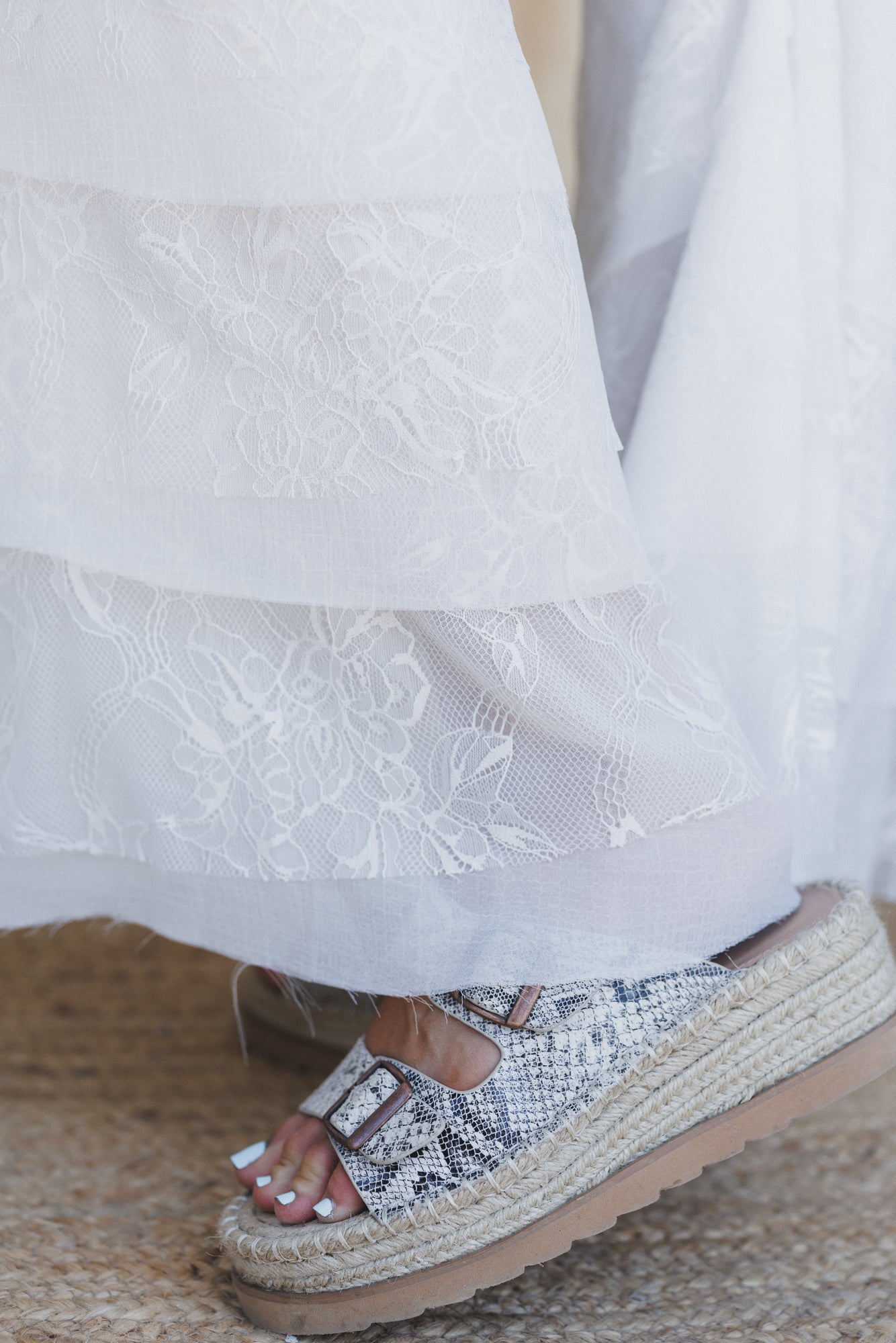 Marbella Lace Flared Jeans - White