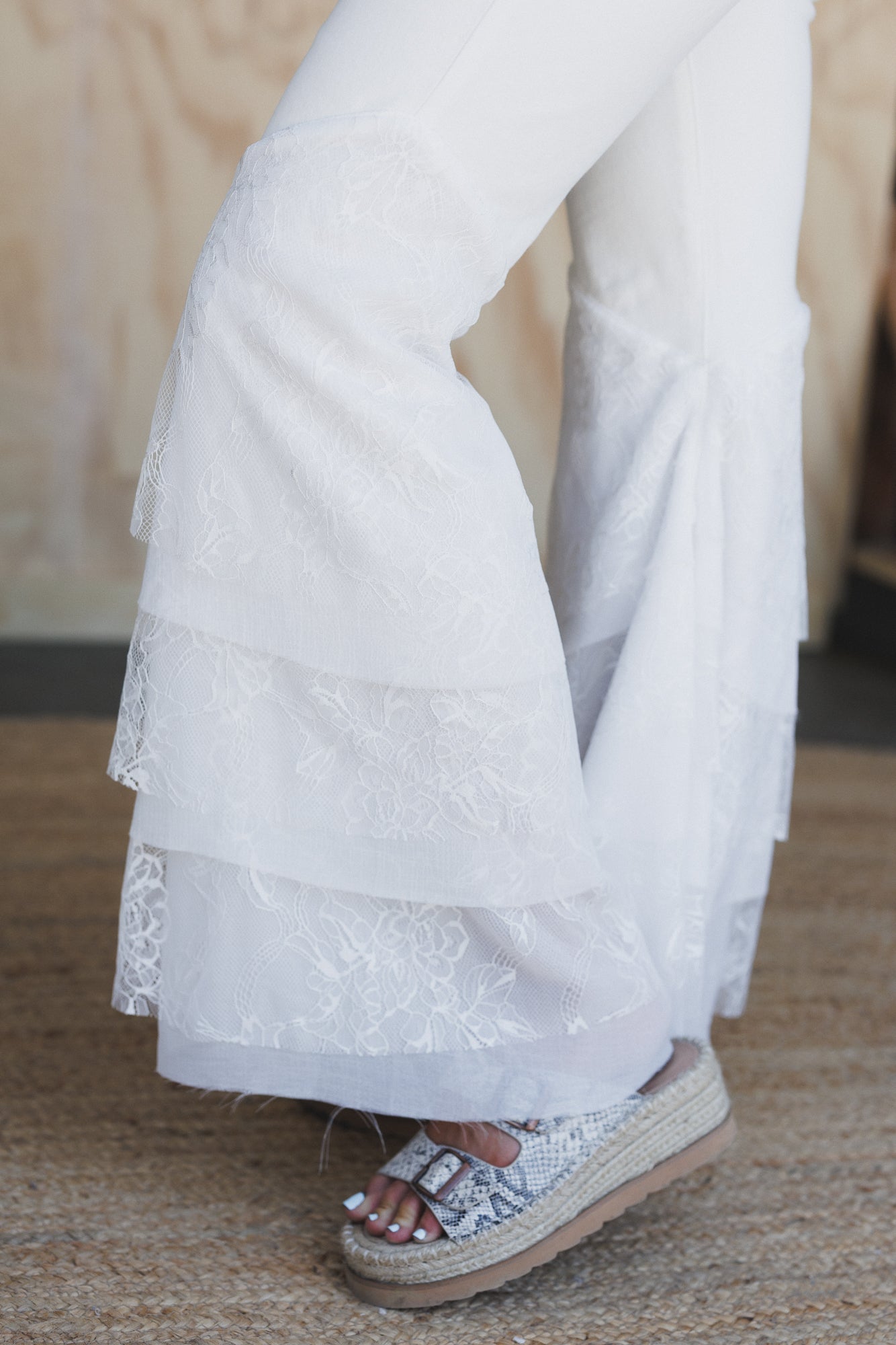Marbella Lace Flared Jeans - White
