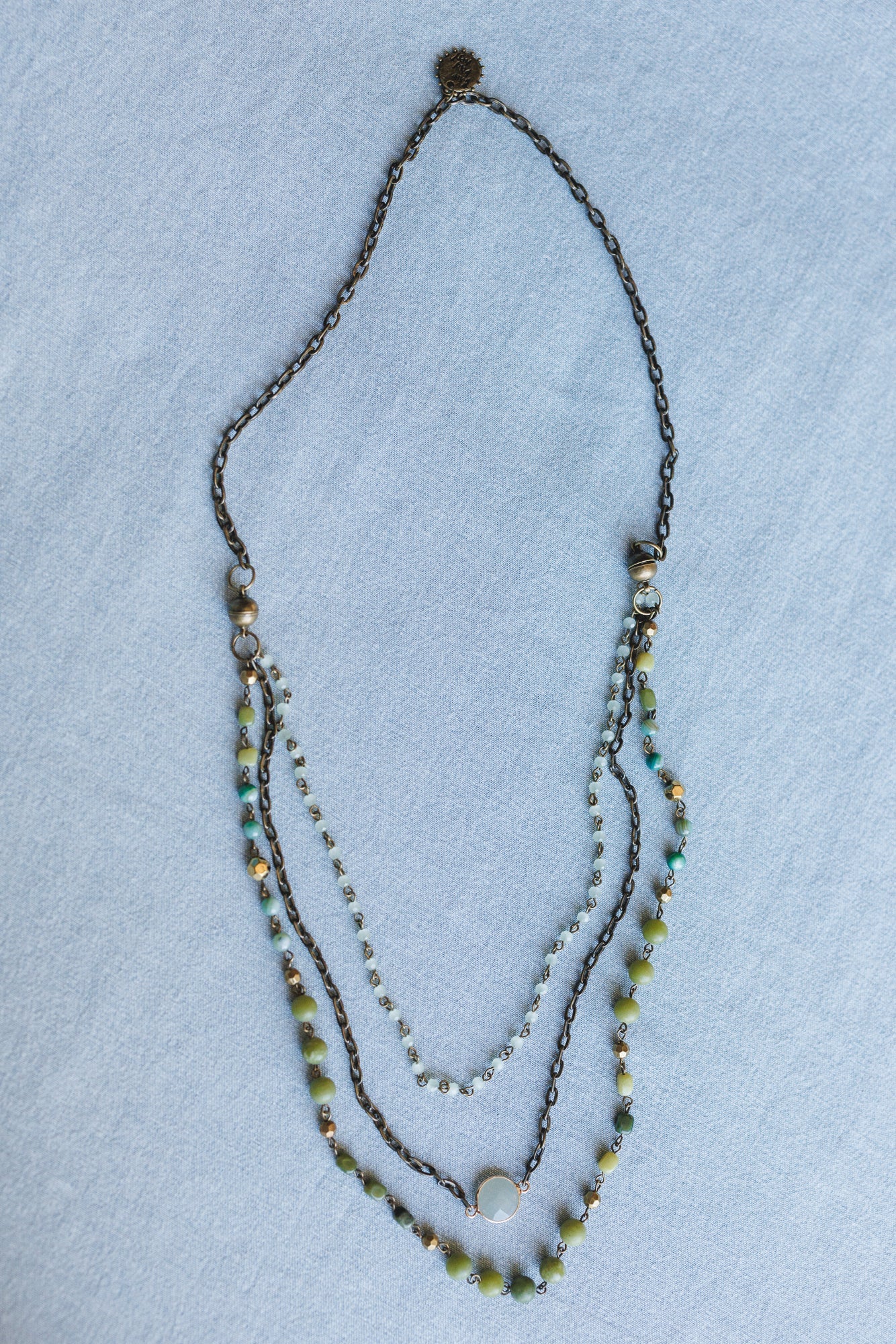 Turquoise Cascade Necklace - Green Multi
