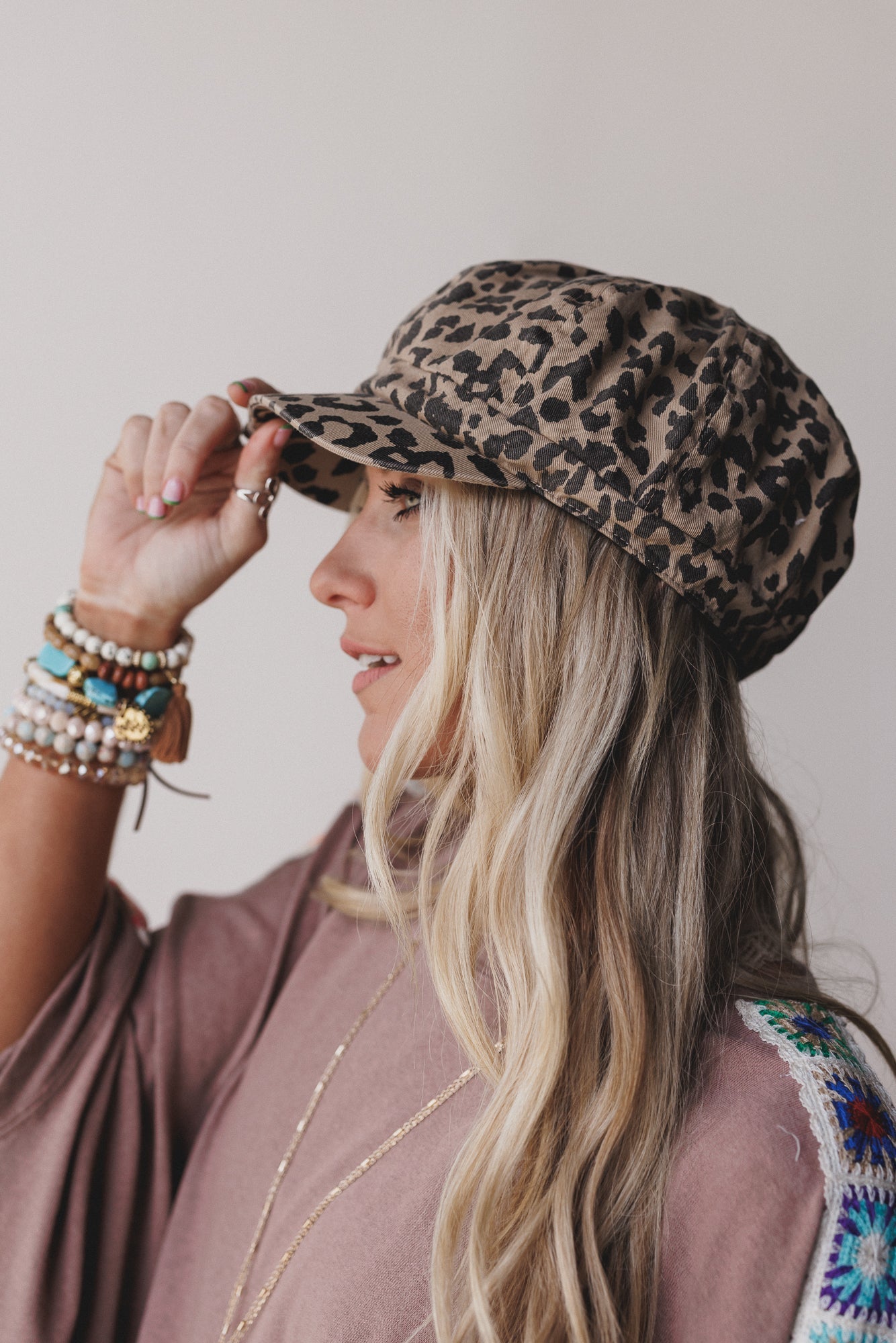 Carmela Leopard Print Hat - Brown Multi