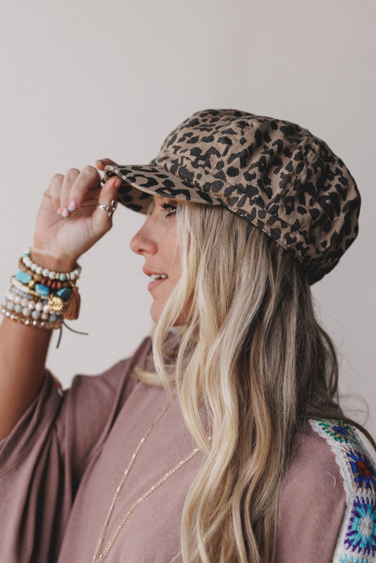 Carmela Leopard Print Hat - Brown Multi