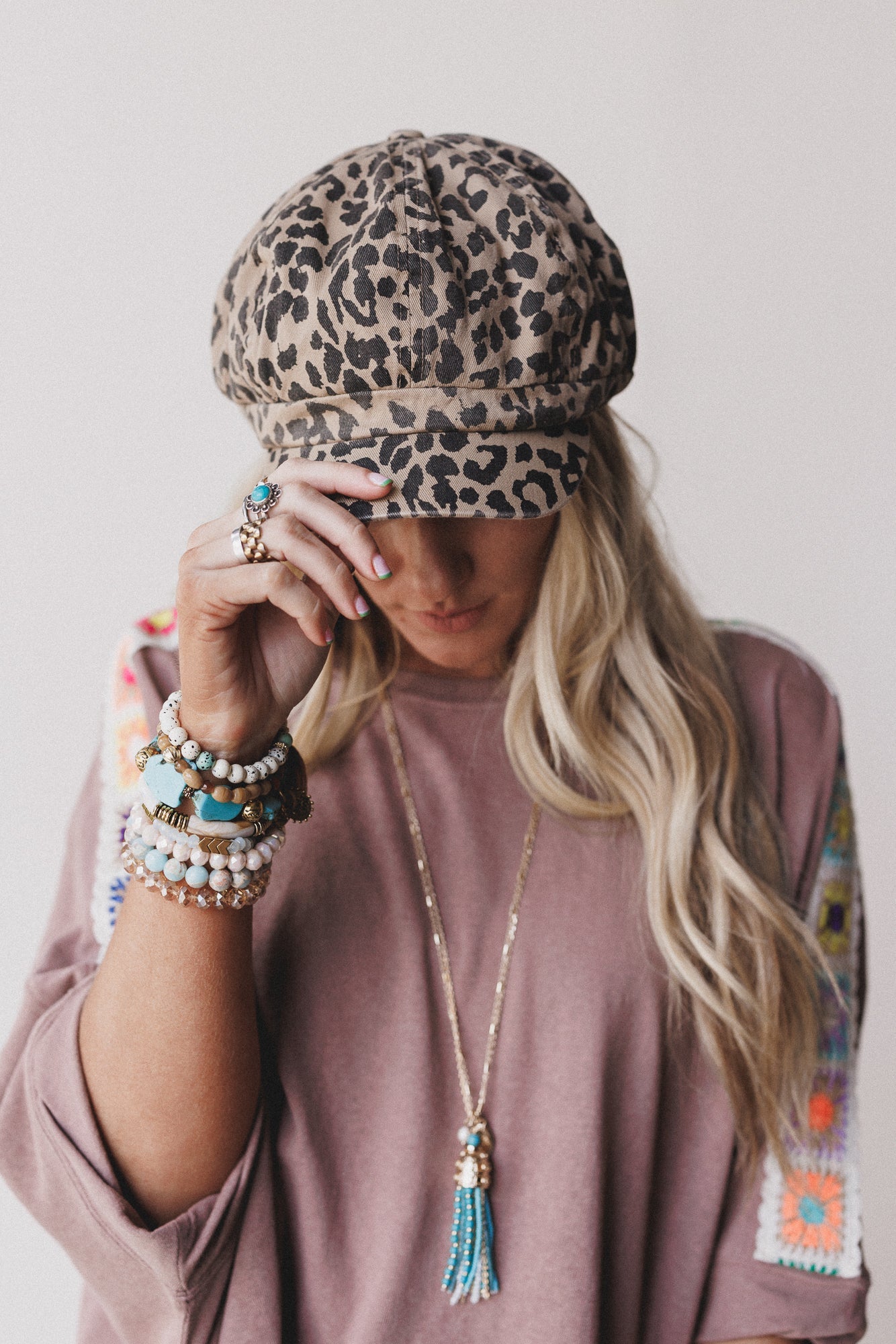 Carmela Leopard Print Hat - Brown Multi