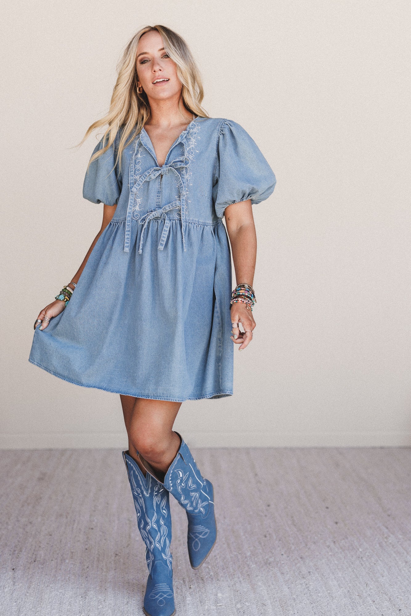 Sunset Doll Denim Dress - Medium Wash