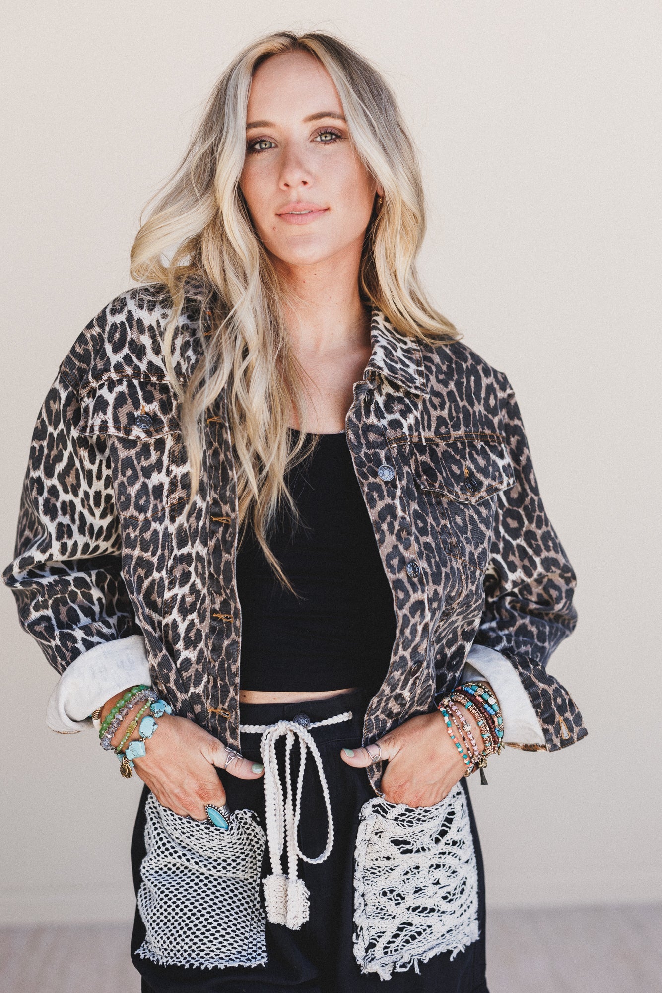 Meadowcat Denim Jacket - Leopard Multi