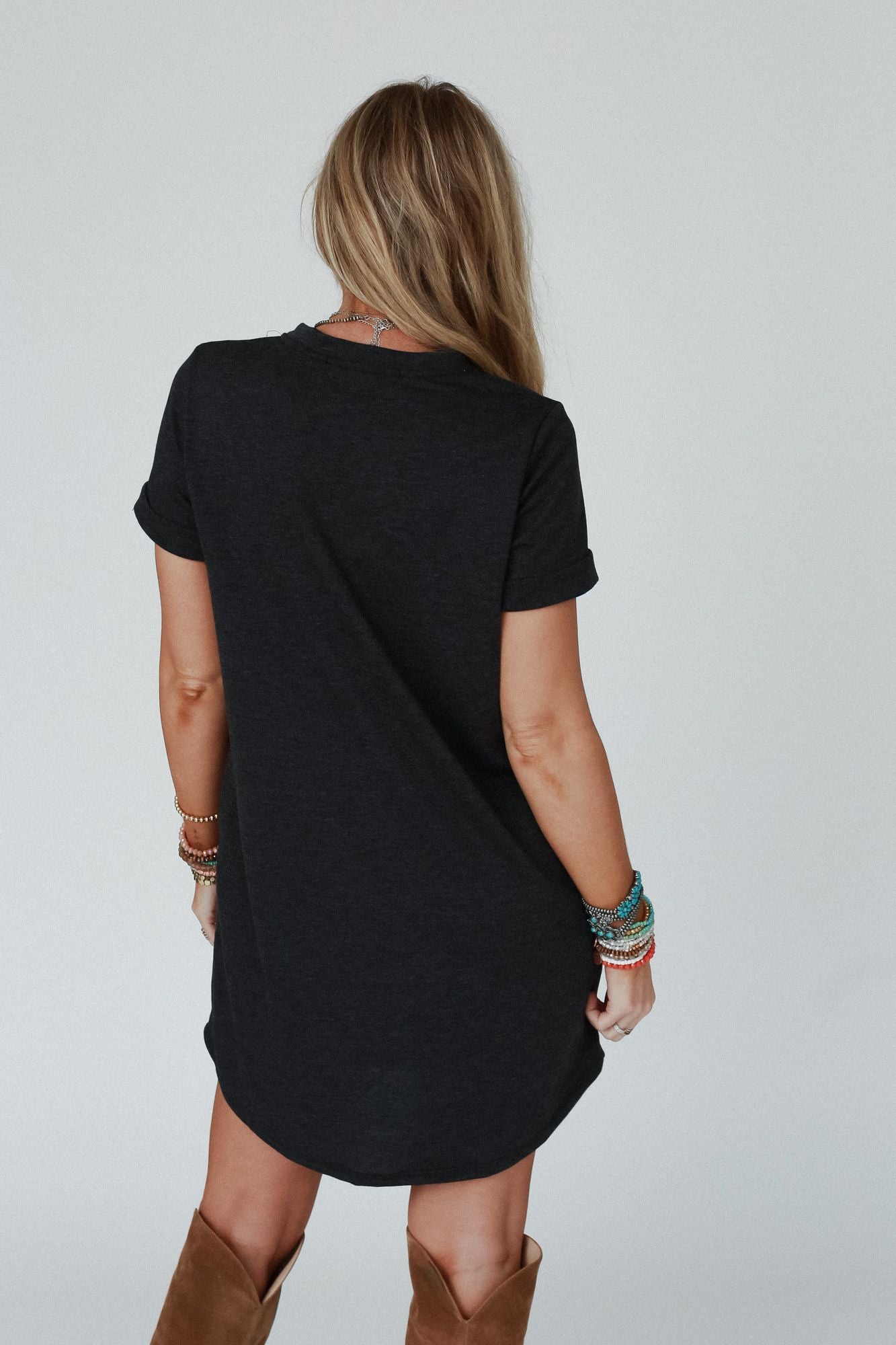 The Nest On The Daily Pocket Tee Dress - Charcoal 2Tone