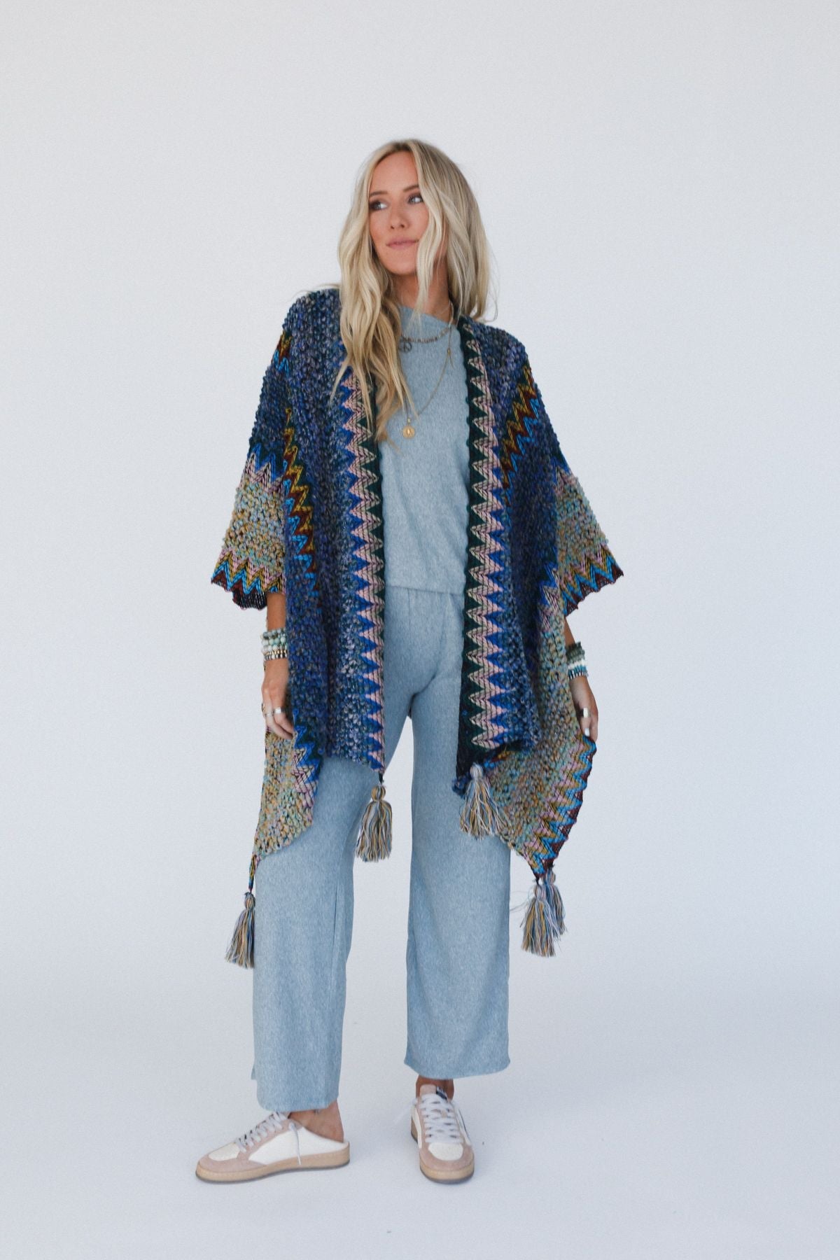 Desert Dreams Crochet Ruana - Cobalt