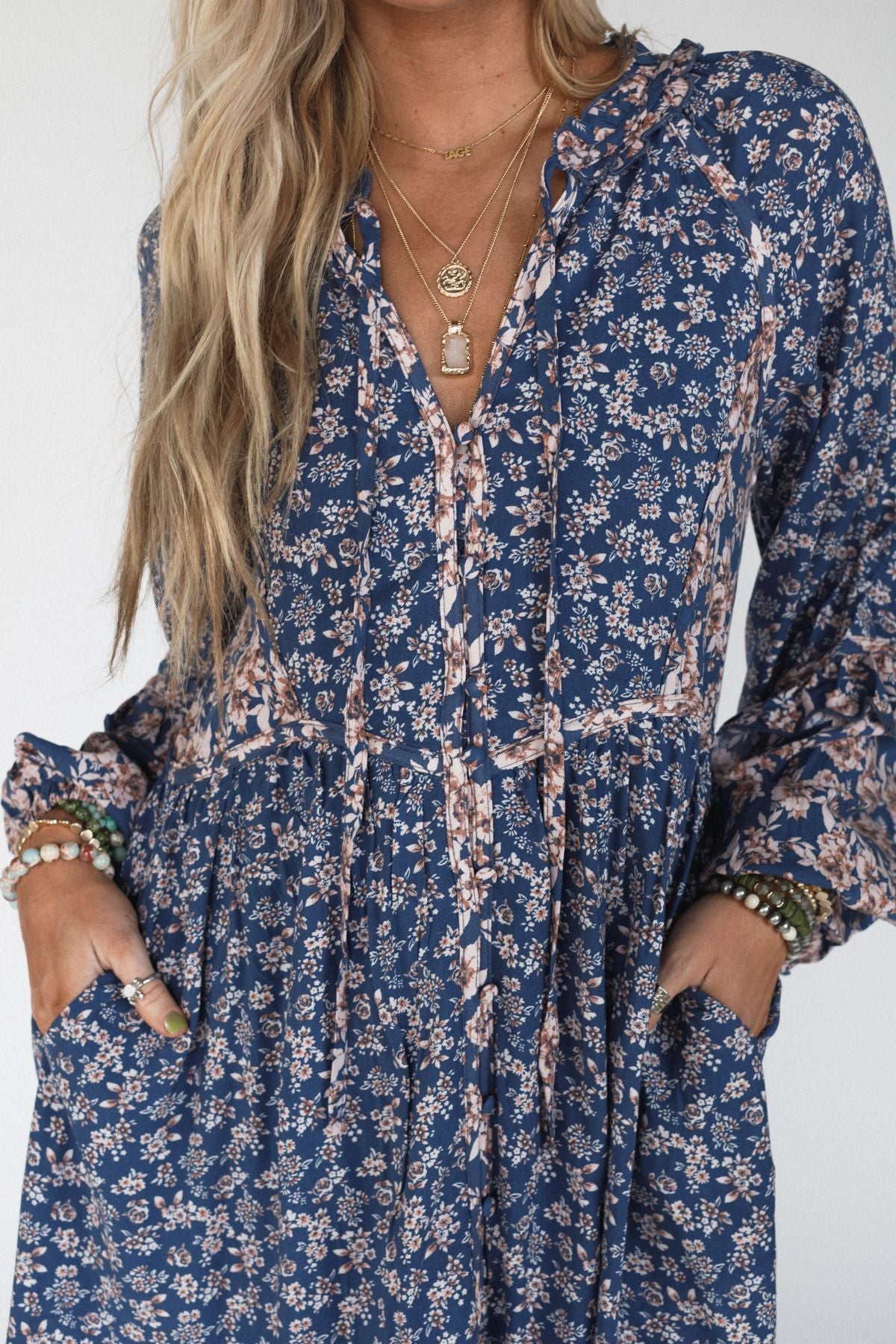Alvina Floral Dress - Navy