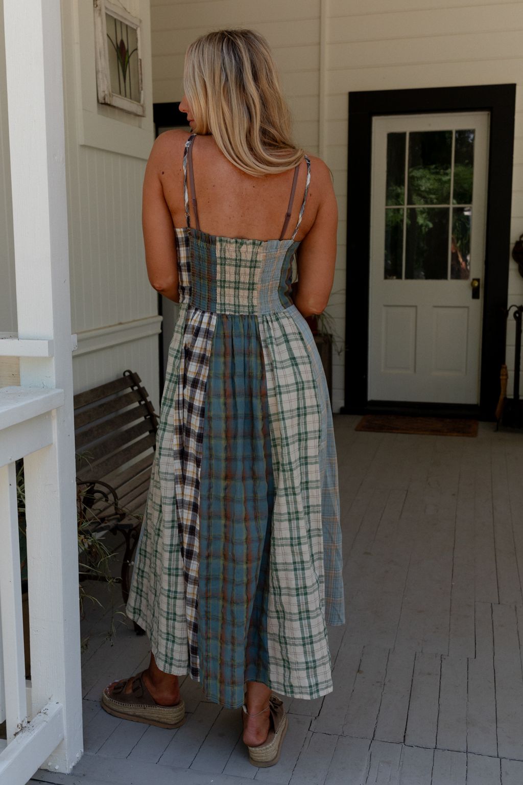 Western Charm Checkered Dress - Mint