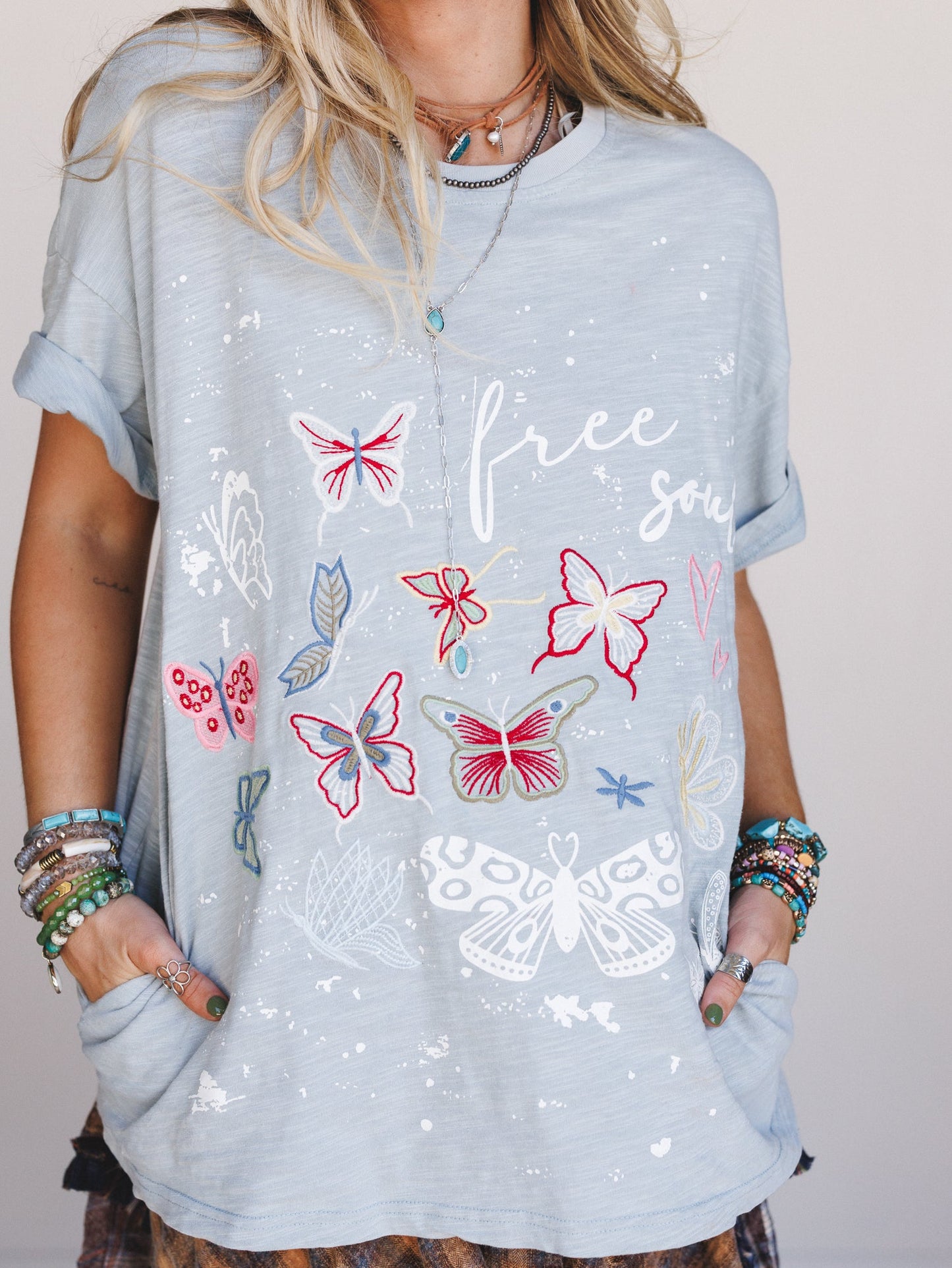 Butterflies Forever Graphic Tee - Blue