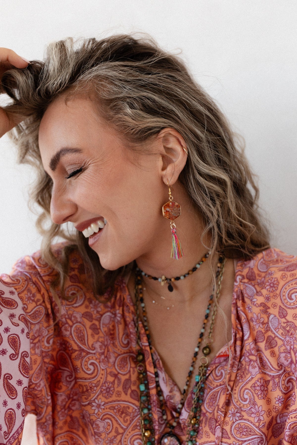 Love Link Earrings - Orange