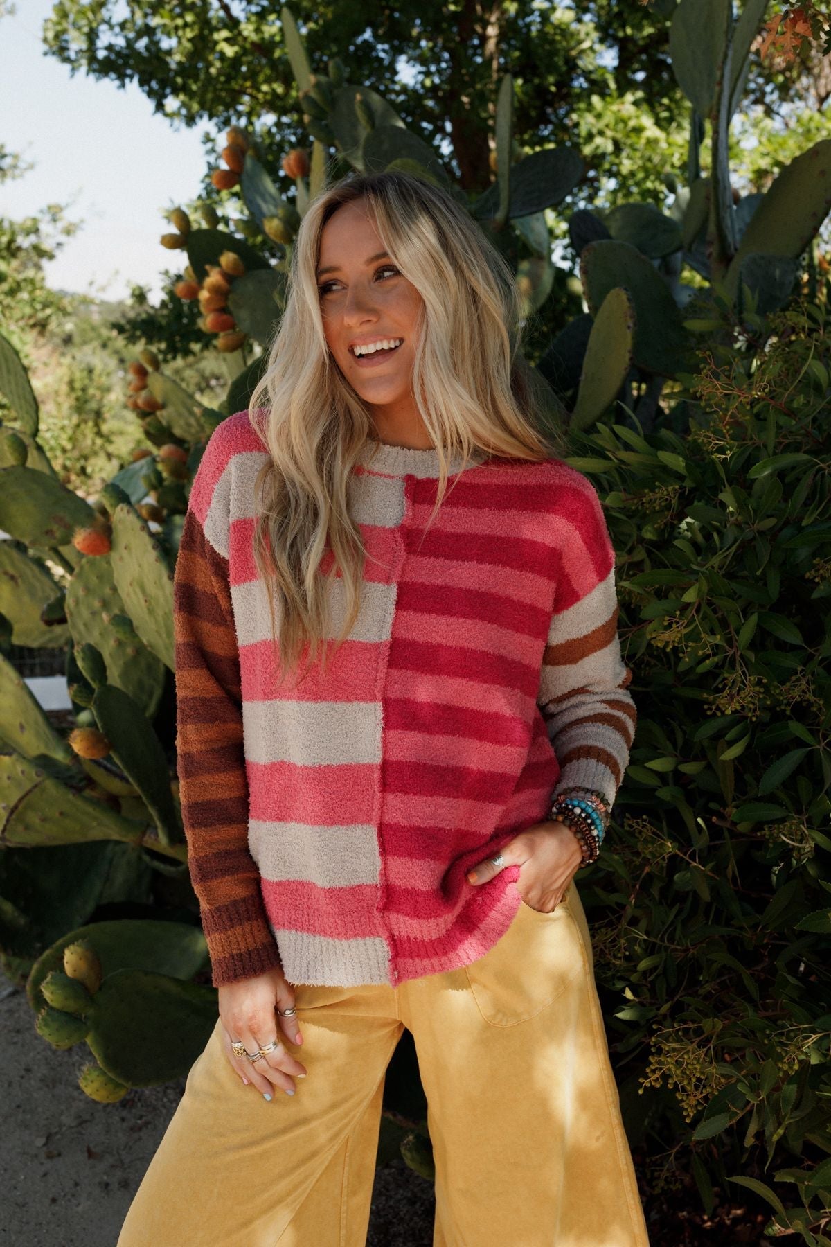Dulcie Striped Sweater - Pink