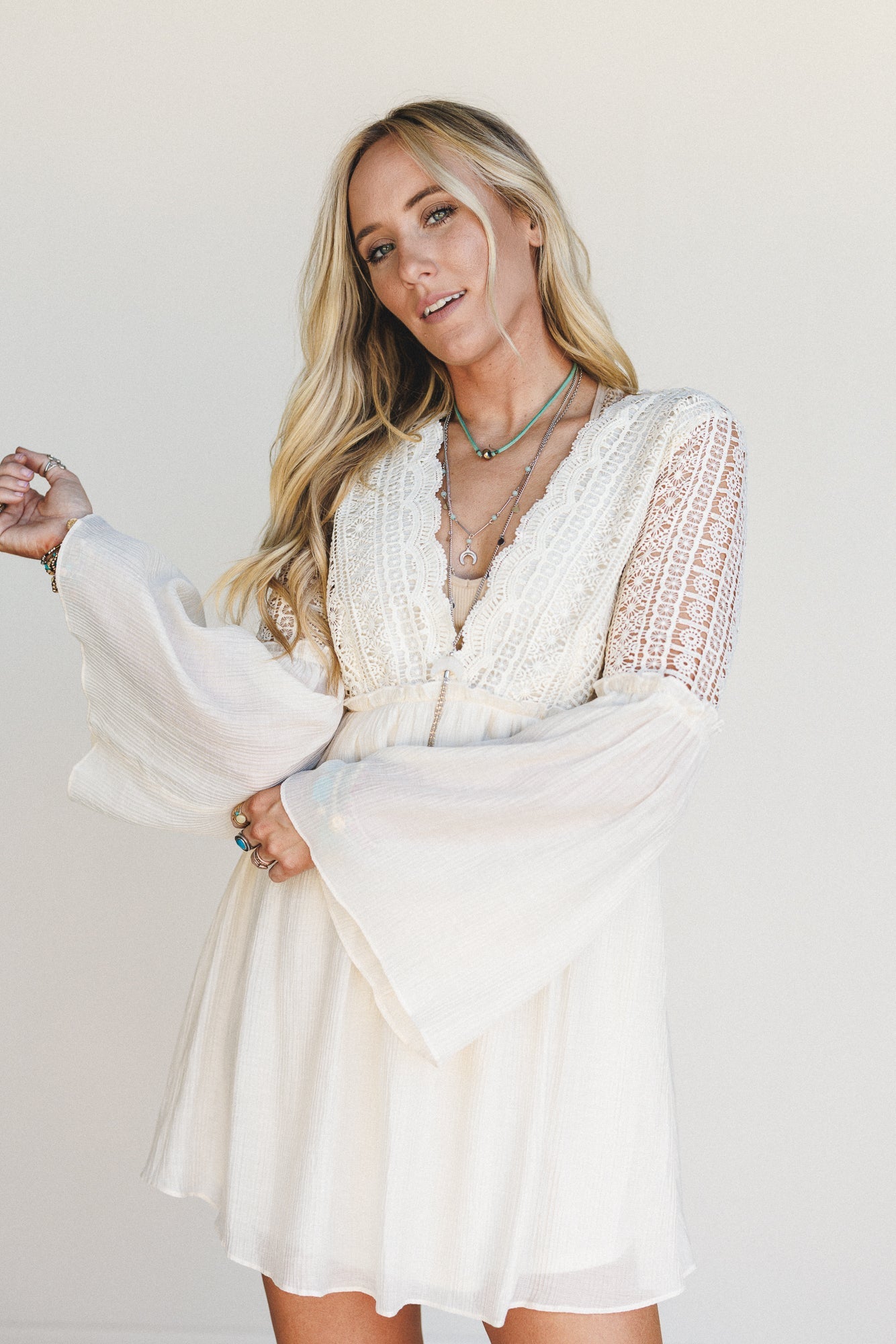 Bohemian Romance Tunic Dress - Natural