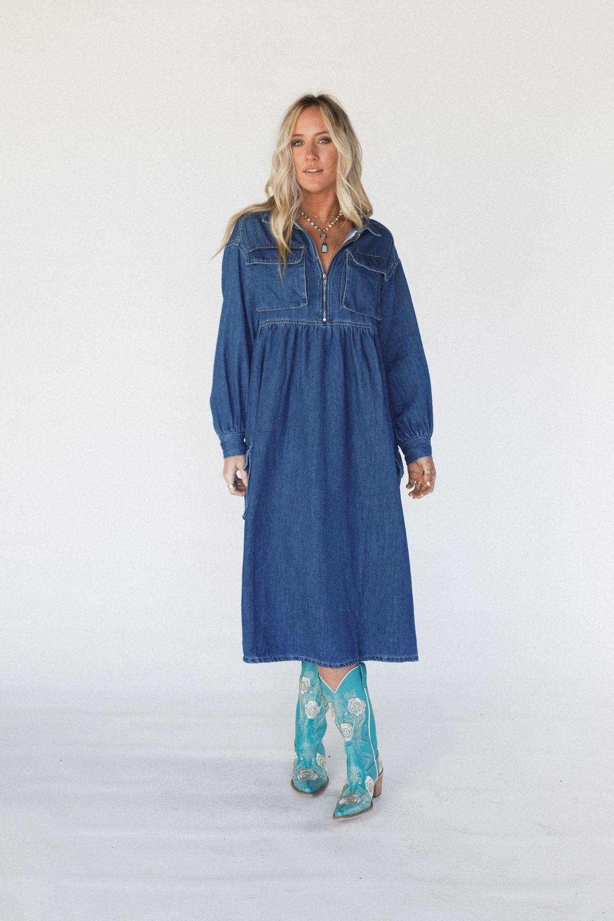 Wild Willow Denim Maxi Dress - Indigo