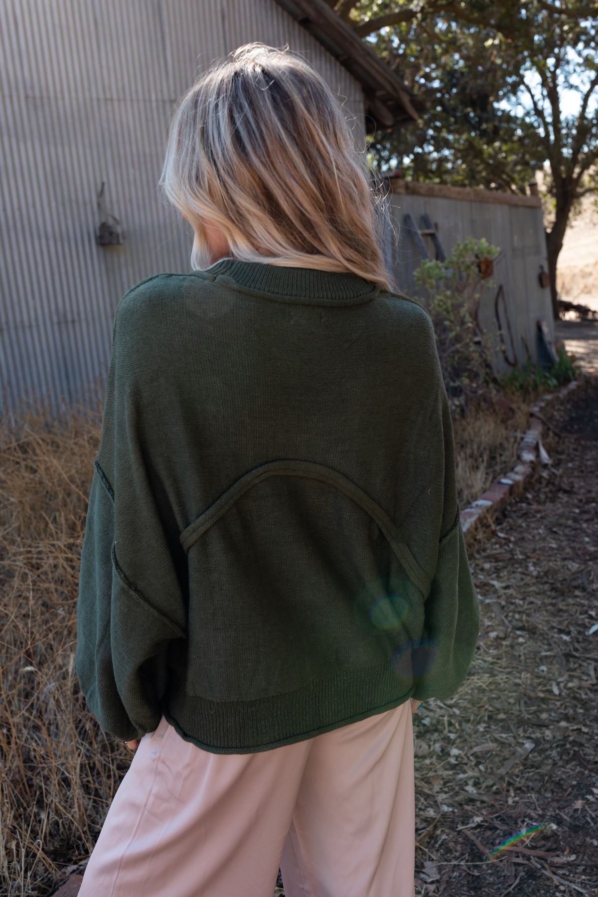 Fireside Talks Balloon Sleeve Sweater - Olive