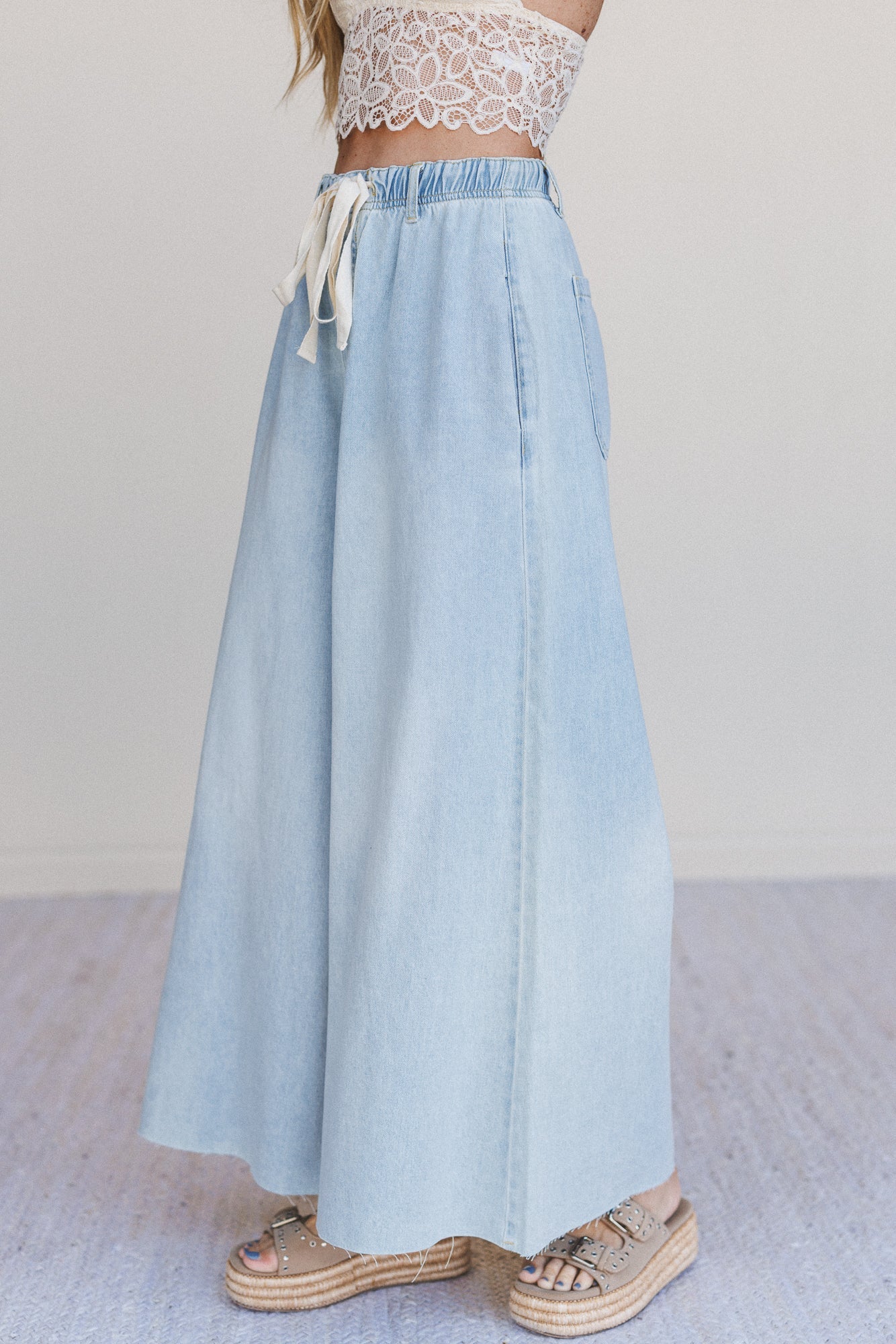 Dare To Drift Wide Leg Pants - Light Denim