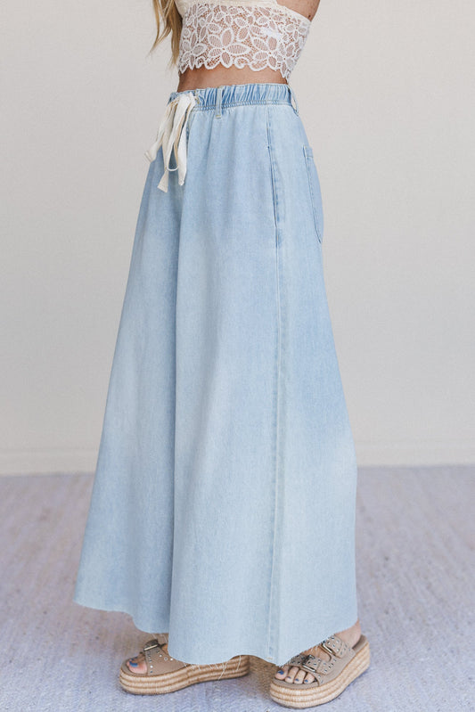 Dare To Drift Wide Leg Pants - Light Denim