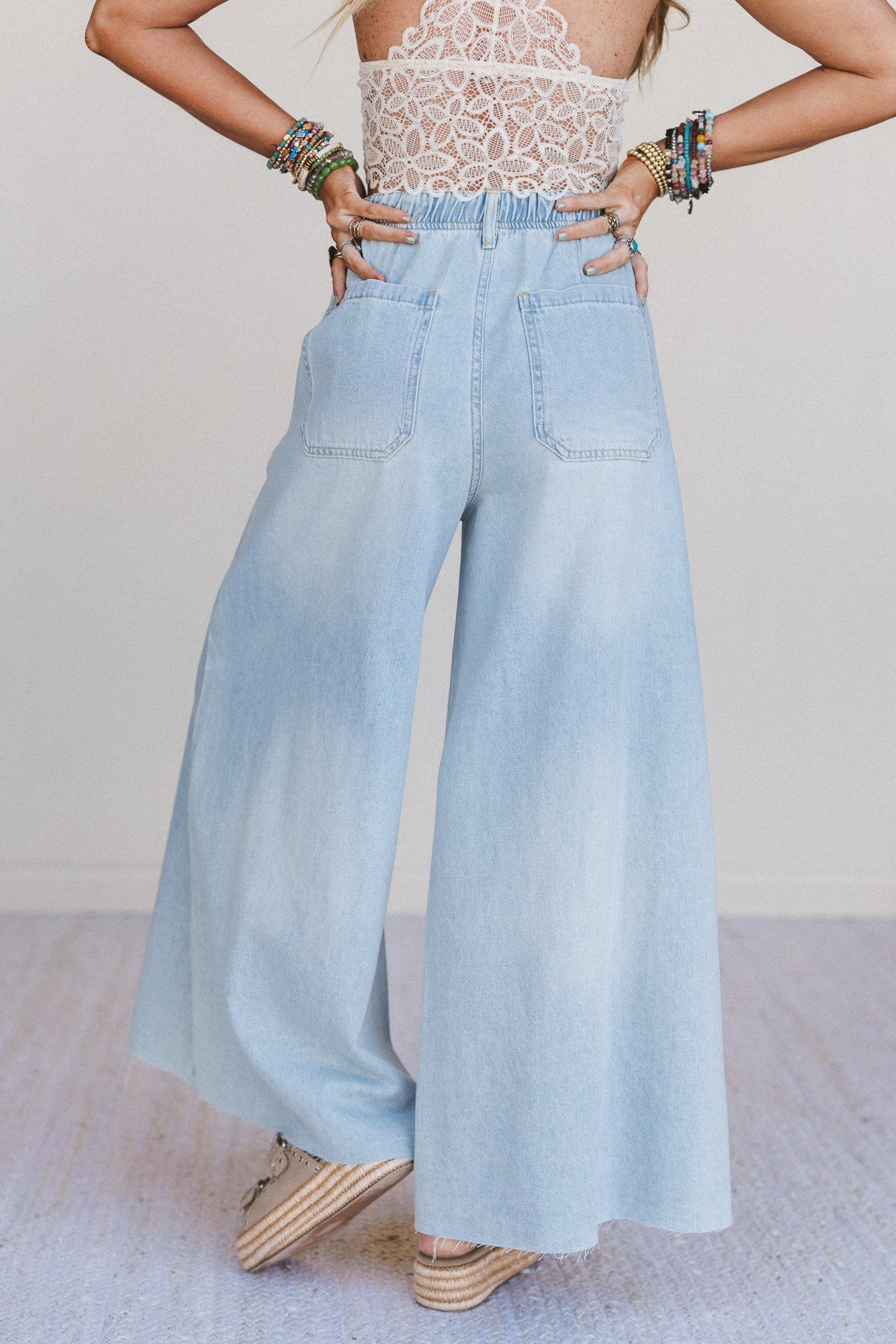 Dare To Drift Wide Leg Pants - Light Denim