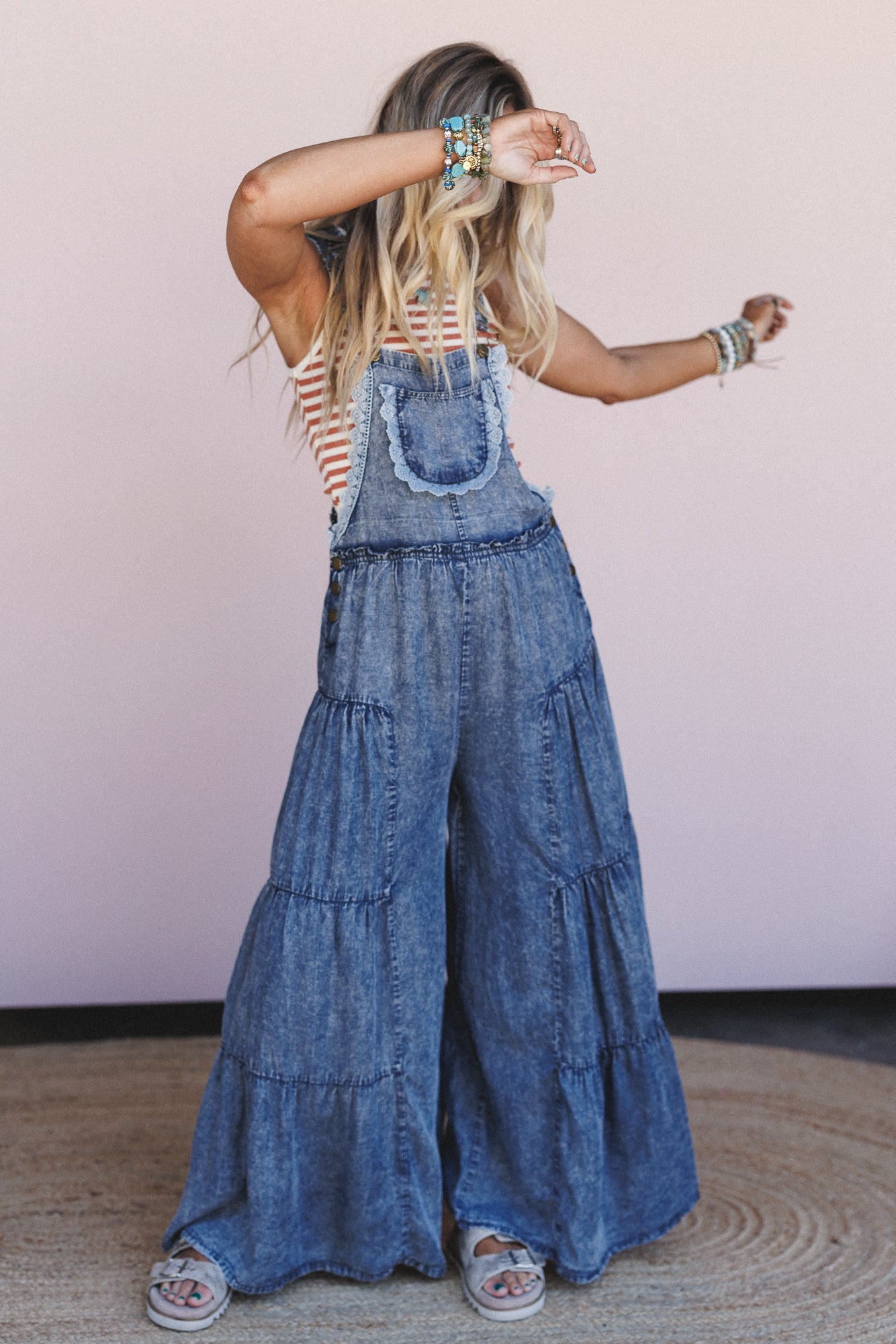 Wildflower Blues Tiered Jumpsuit - Denim
