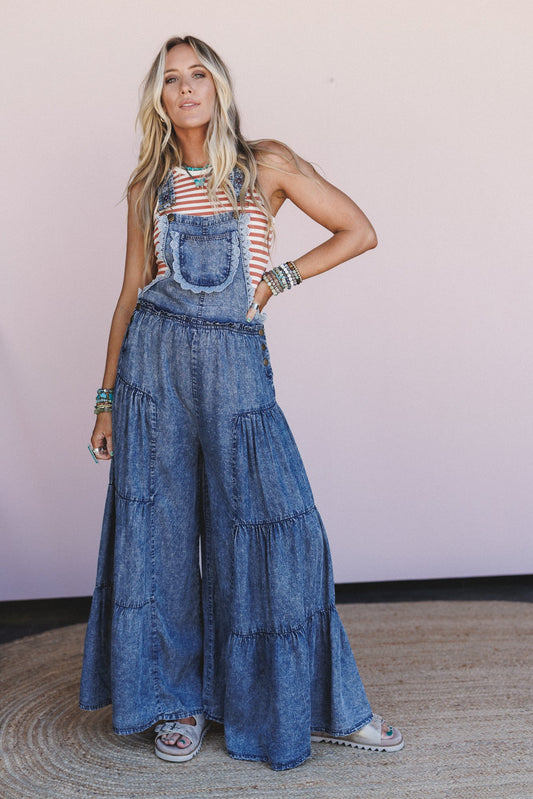 Wildflower Blues Tiered Jumpsuit - Denim