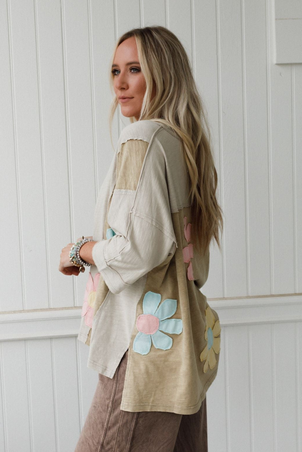 Chasing Bliss Flower Patch Top - Olive