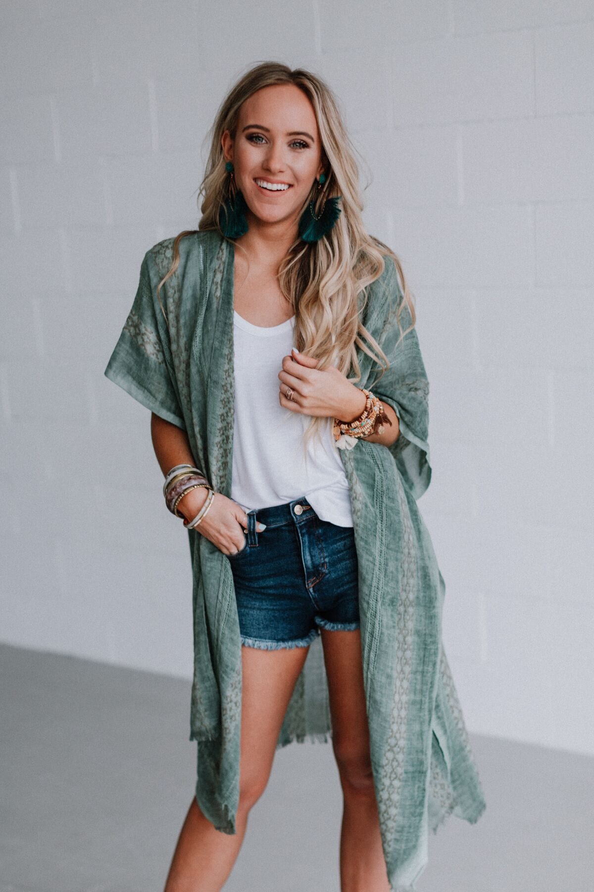 Sunny Afternoon Duster Kimono - Sage