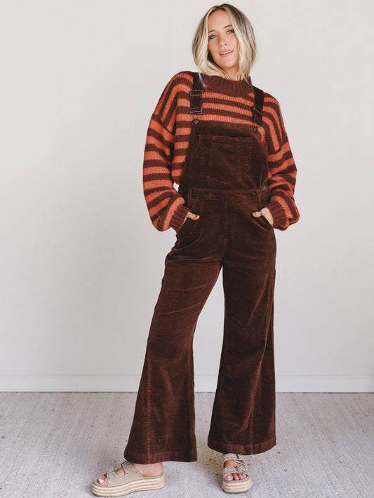 Wanderheart Corduroy Overalls - Brown