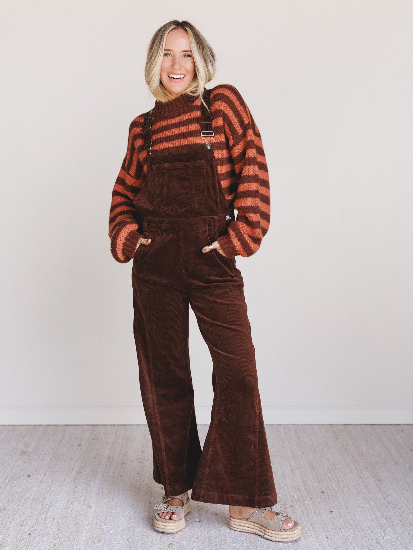 Wanderheart Corduroy Overalls - Brown