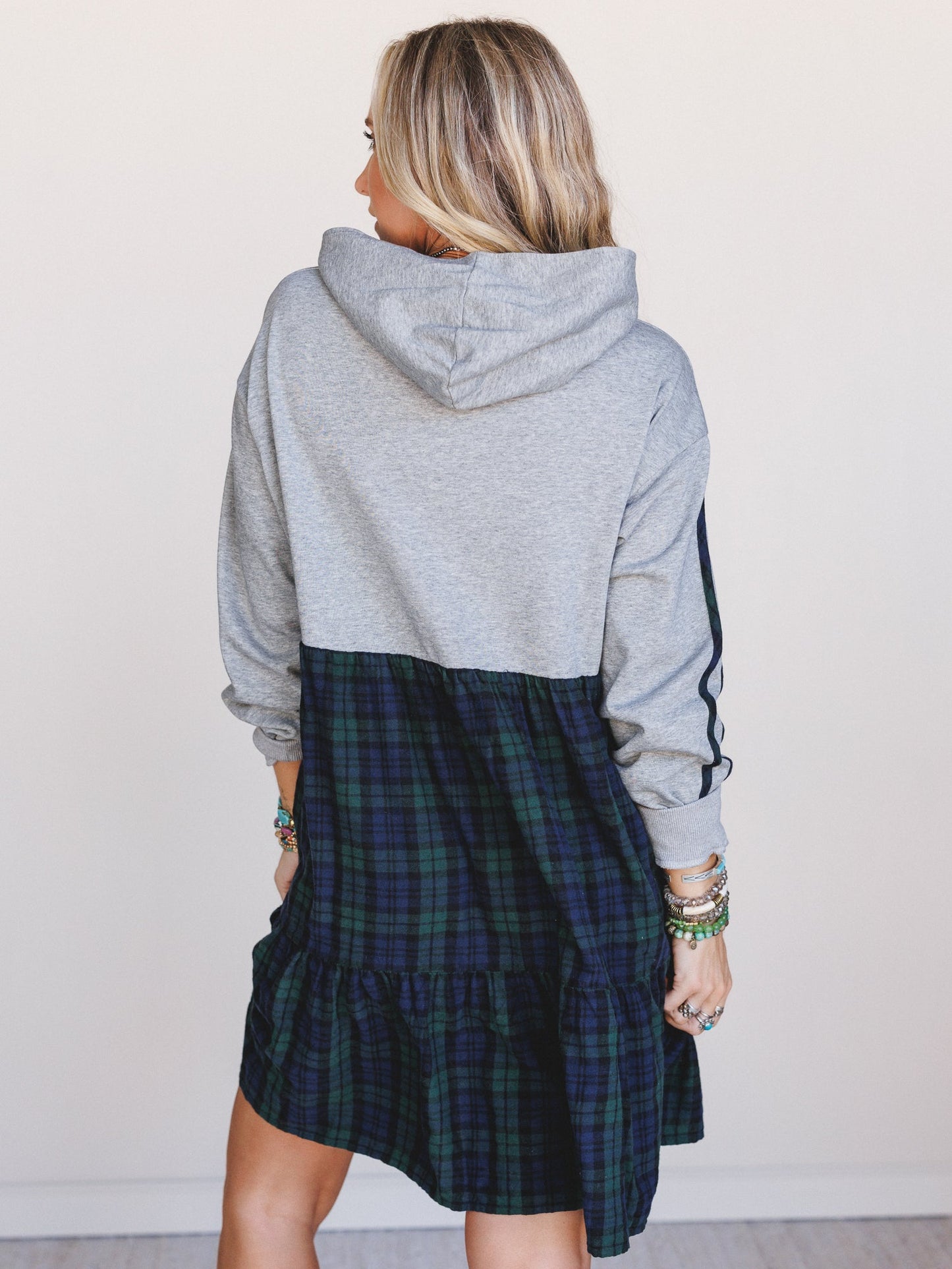 Honor Roll Plaid Mix Dress - Heather Grey