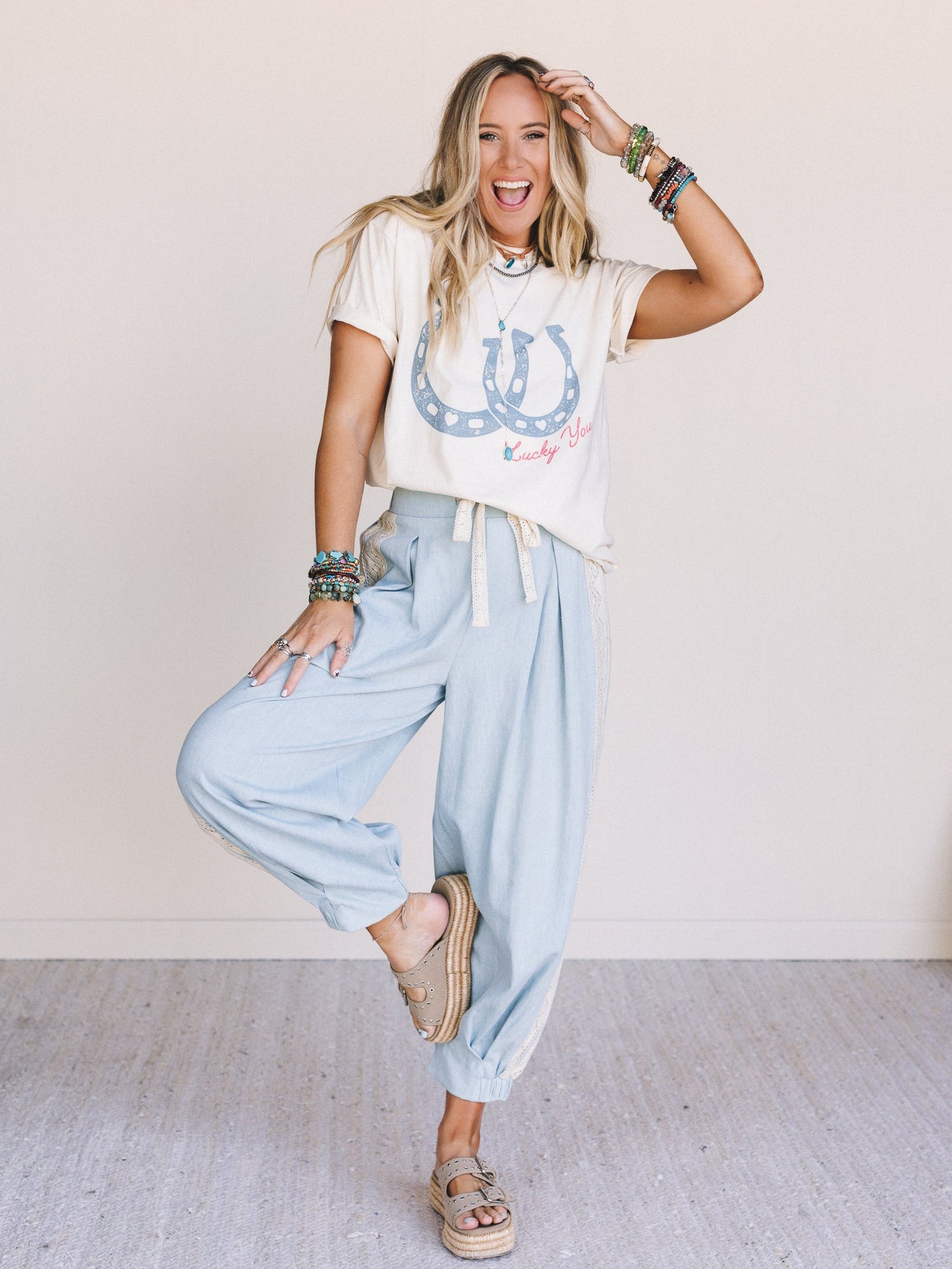 Soul Bloom Pleated Wide Leg Pants - Blue