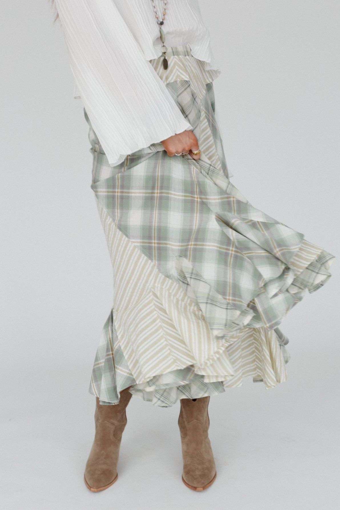 Twirl With Us Maxi Skirt - Sage