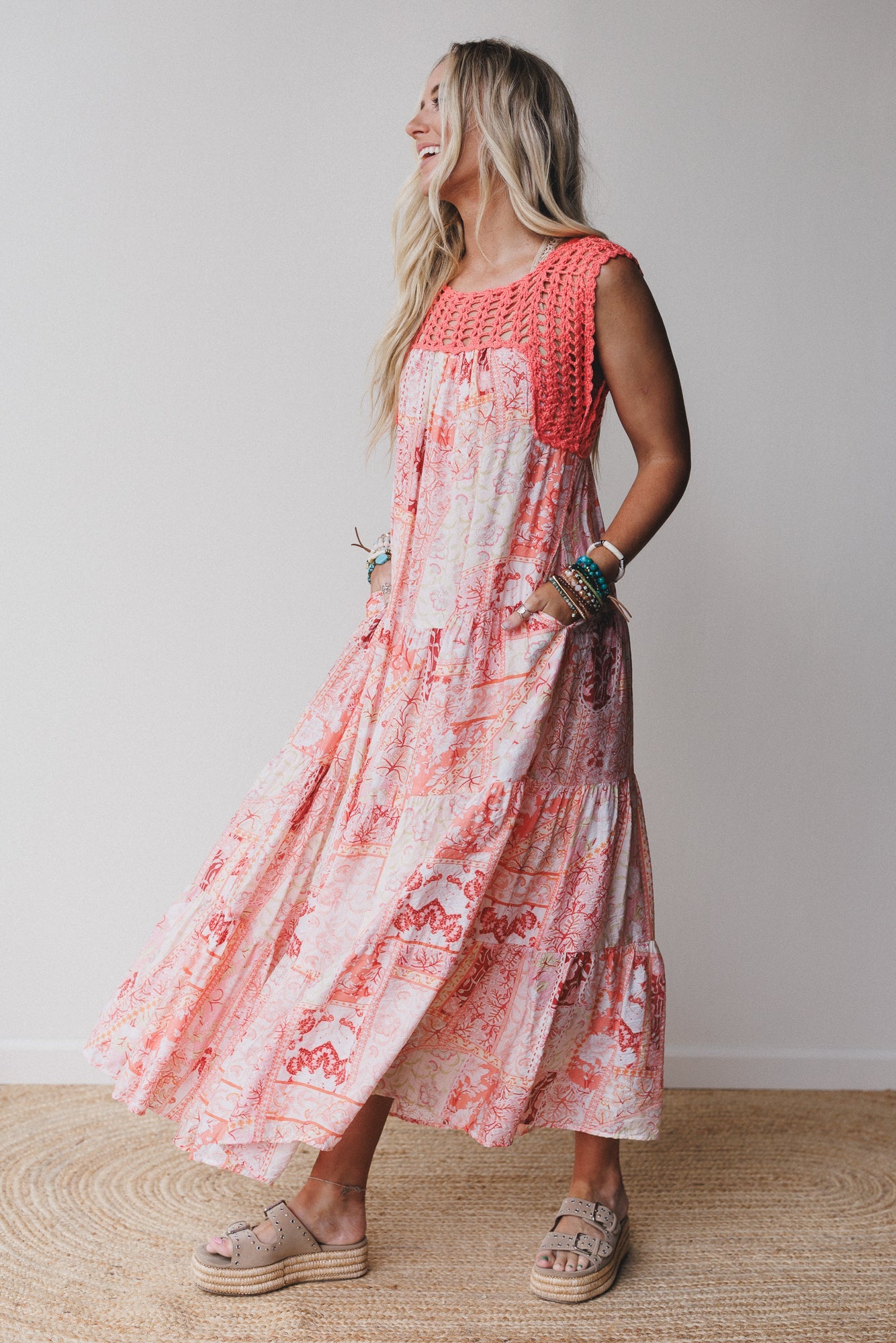 Cottage Dreams Floral Maxi Dress - Orange