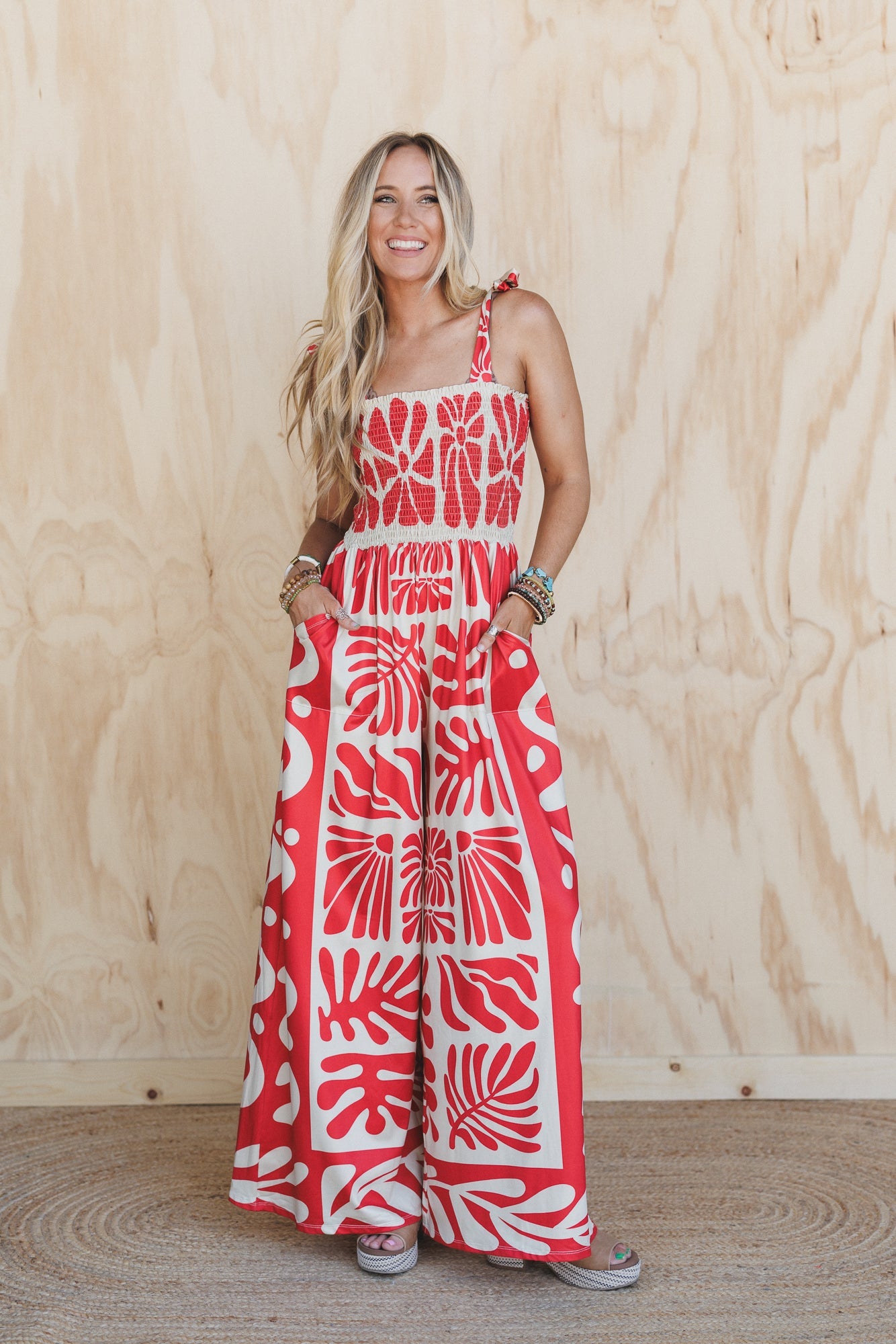 Soul Caravan Printed Jumpsuit - Red