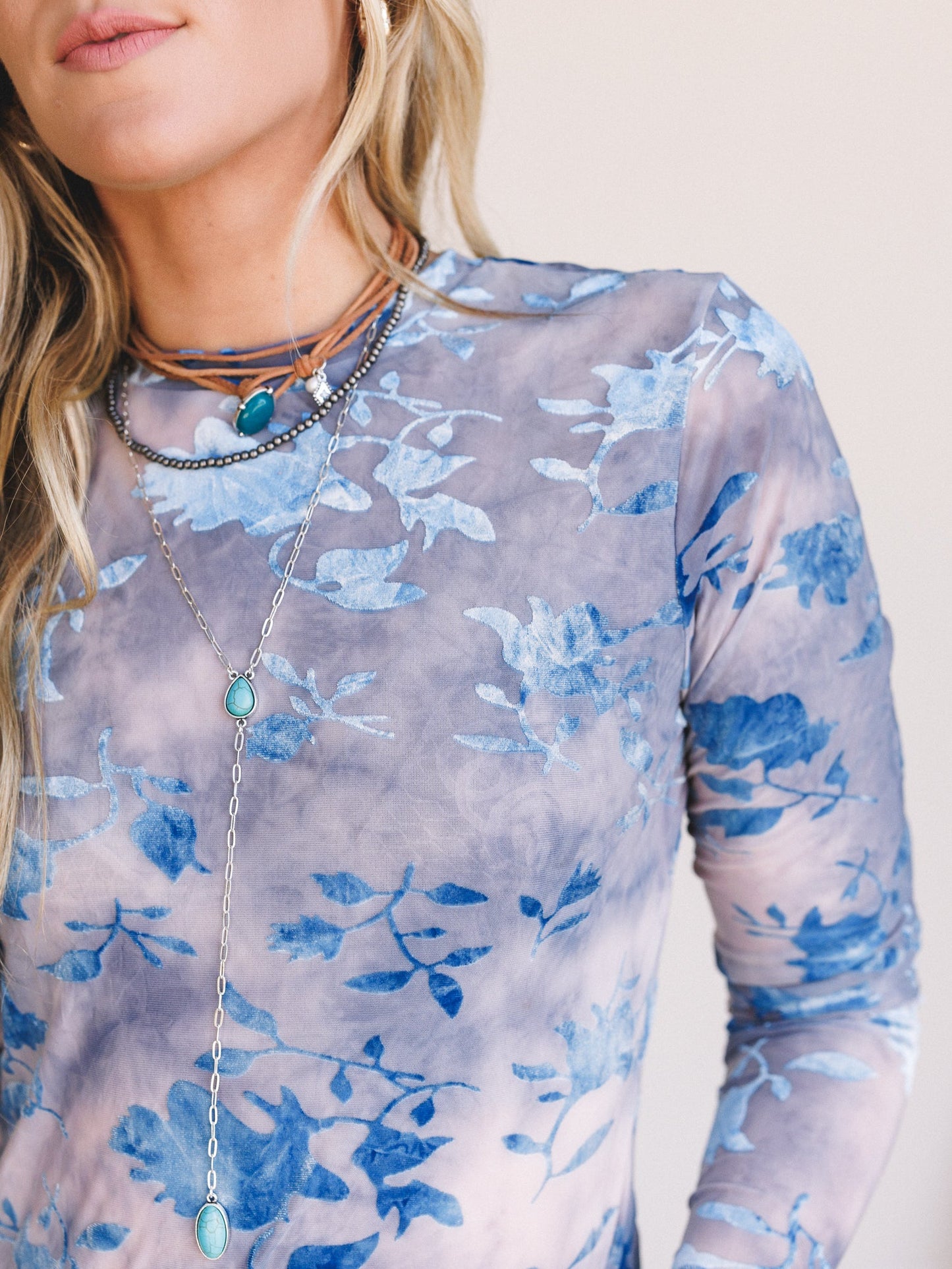 Loves Me Not Print Top - Blue