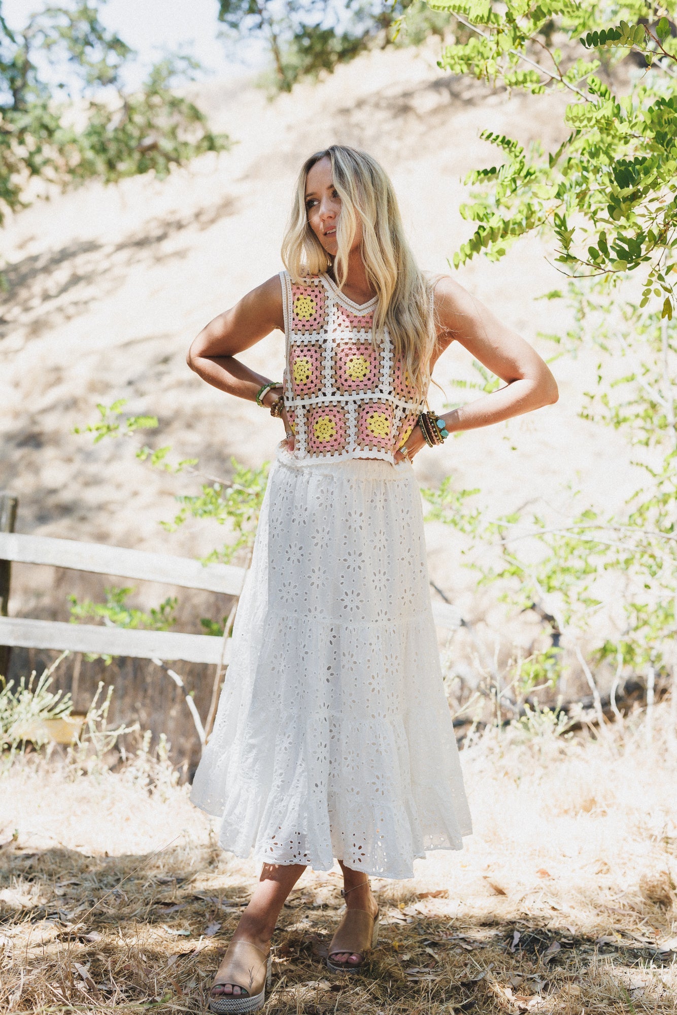 Serene Escape Crochet Top - Pink