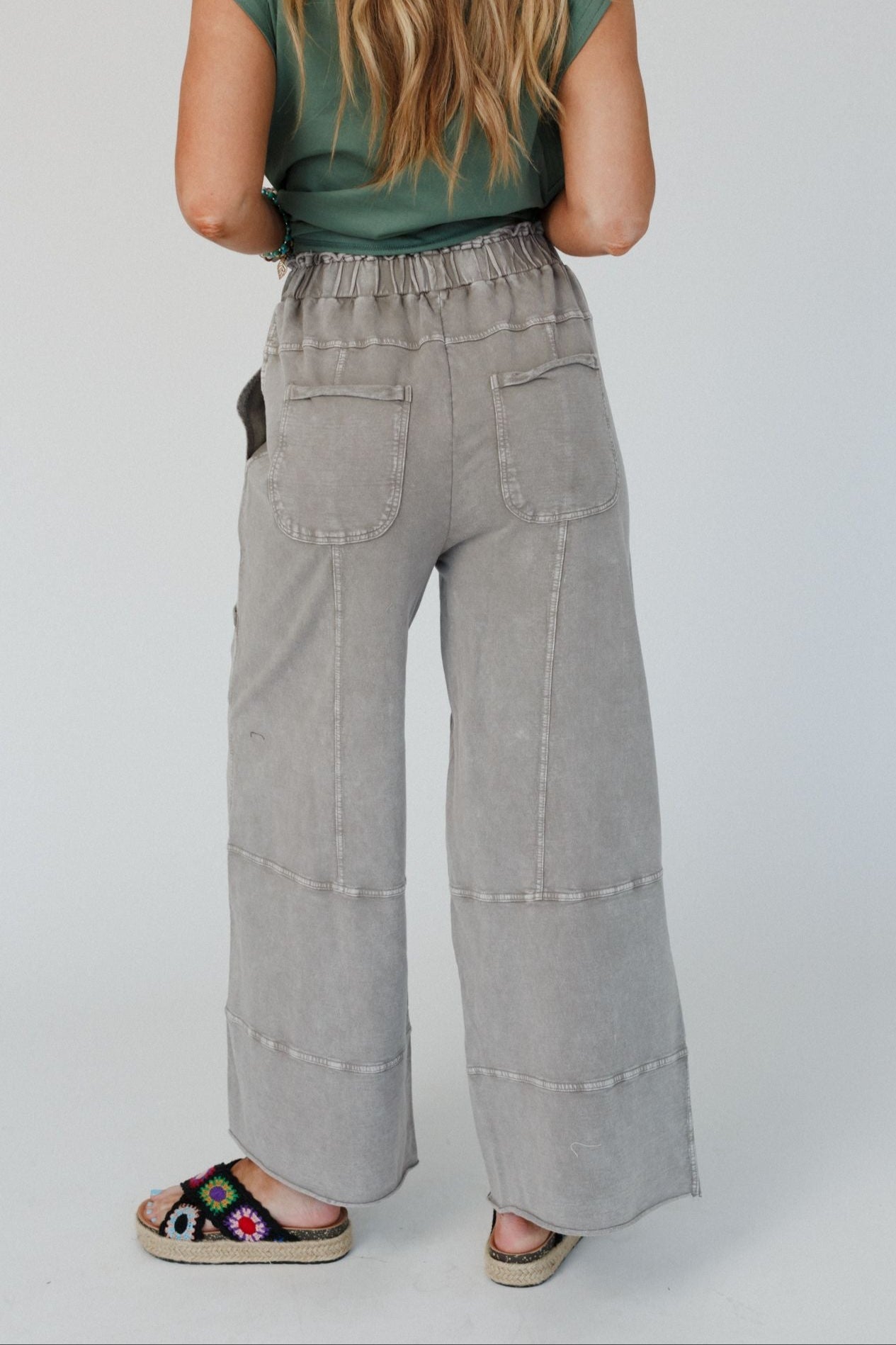 Lucky One Wide Leg Full Pant - Olive Gray