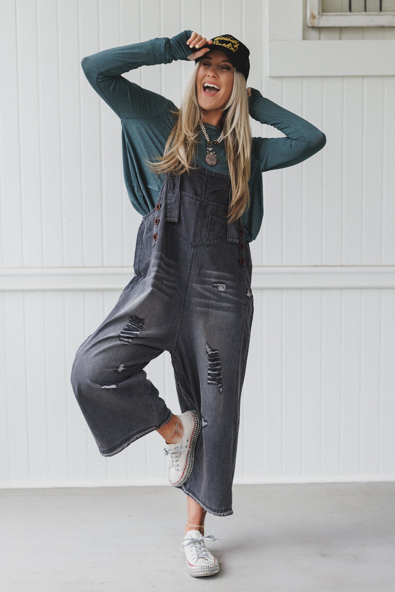 Mackenzie Side Slit Long Sleeve Top - Jade