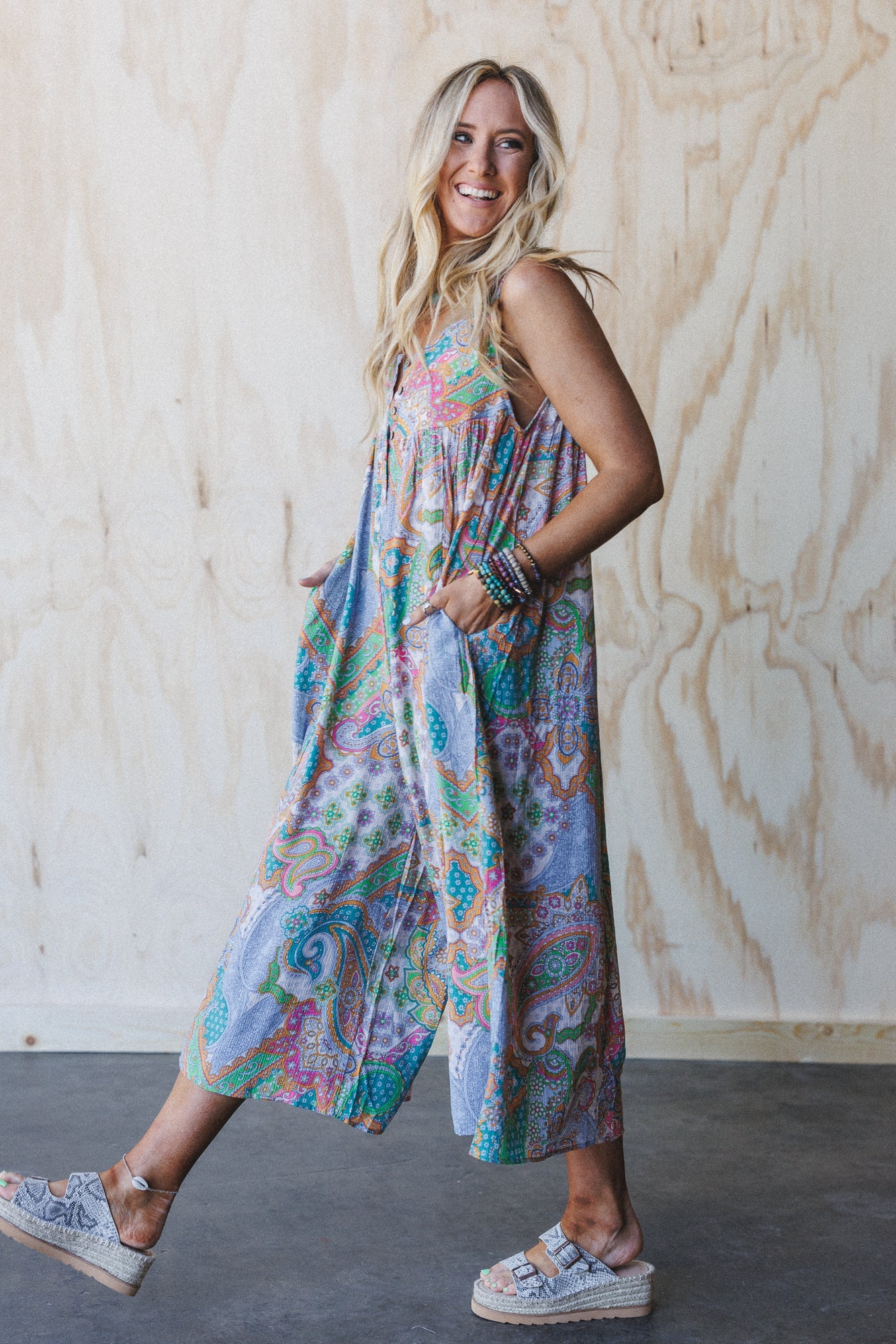 Leona Paisley Print Jumpsuit - Lime