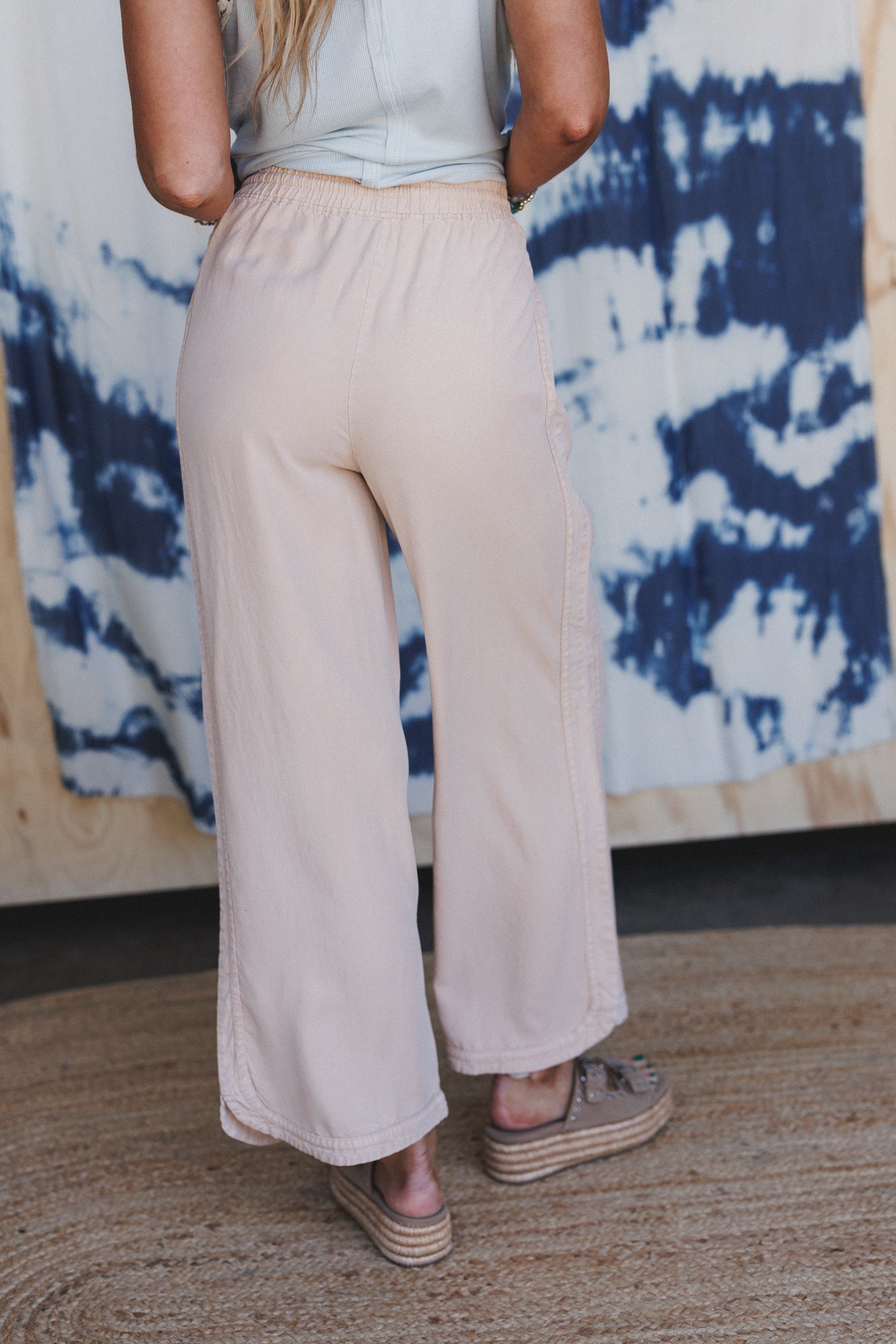 So Comfy Twill Wide Leg Pants - Light Khaki