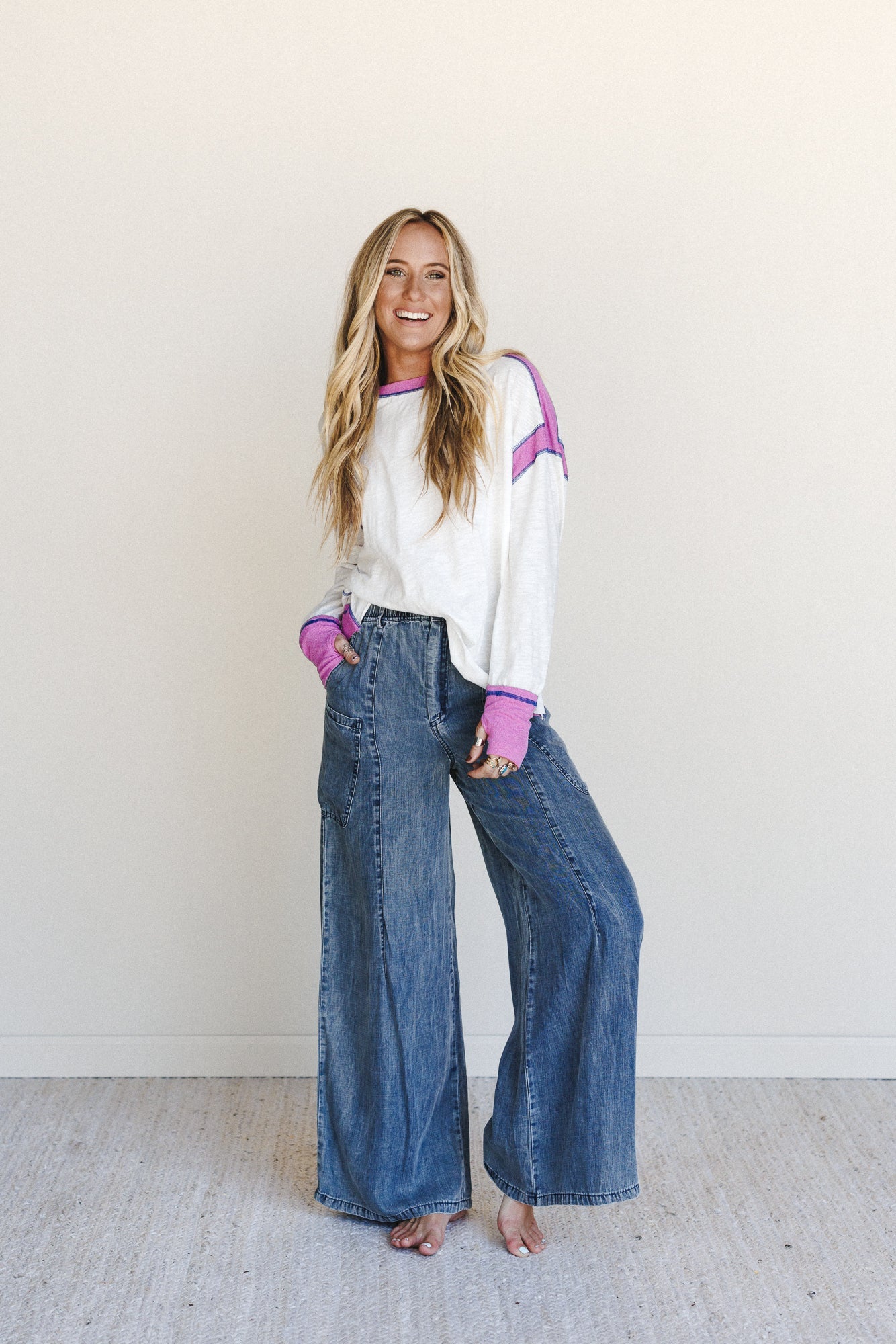 Beyond Love Wide Leg Jeans - Dark Denim