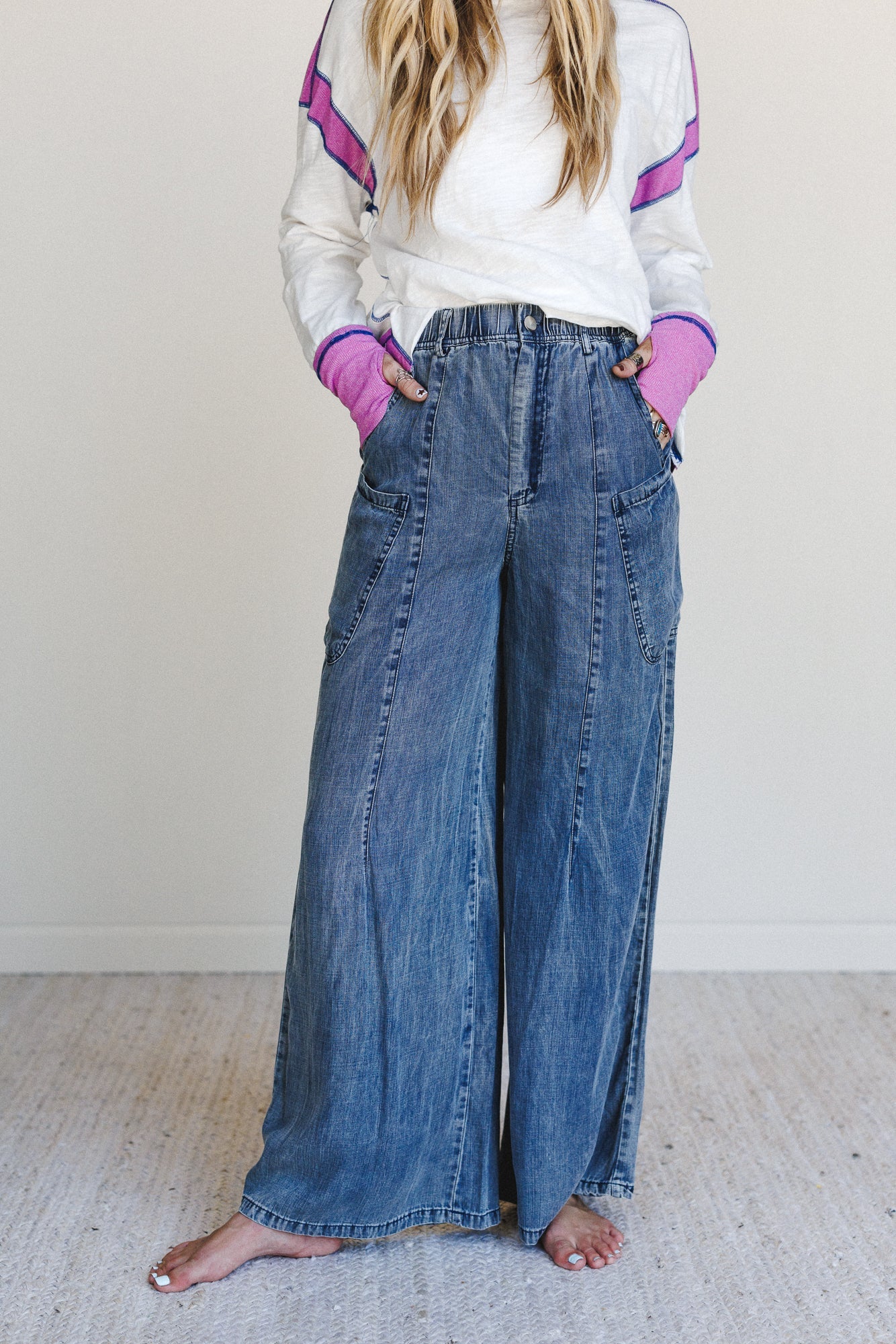 Beyond Love Wide Leg Jeans - Dark Denim
