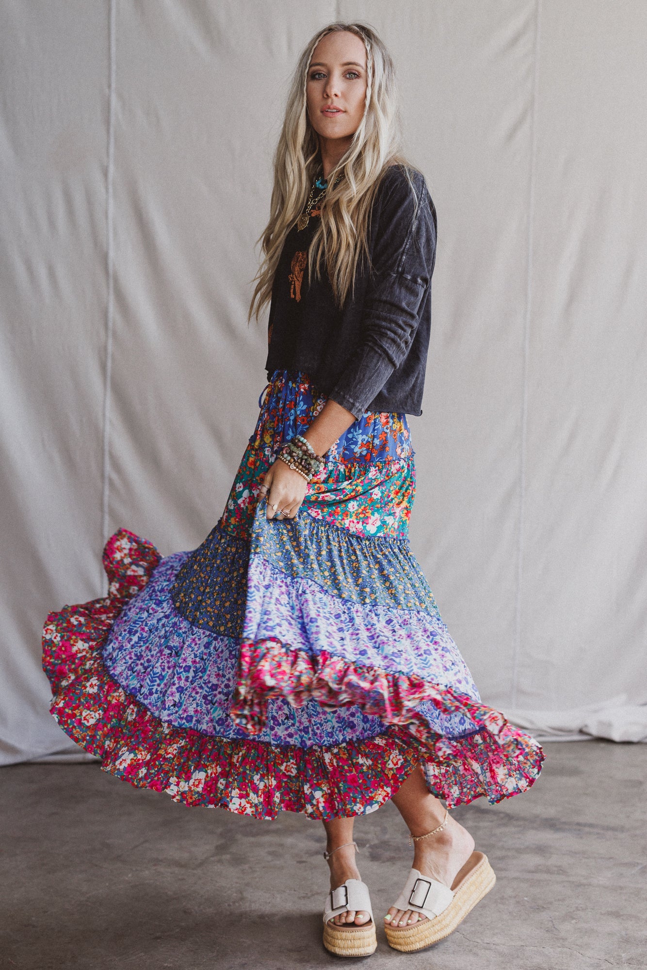 Tatjana Printed Maxi Skirt - Blue
