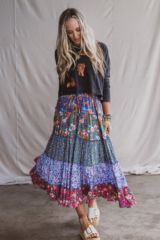 Tatjana Printed Maxi Skirt - Blue