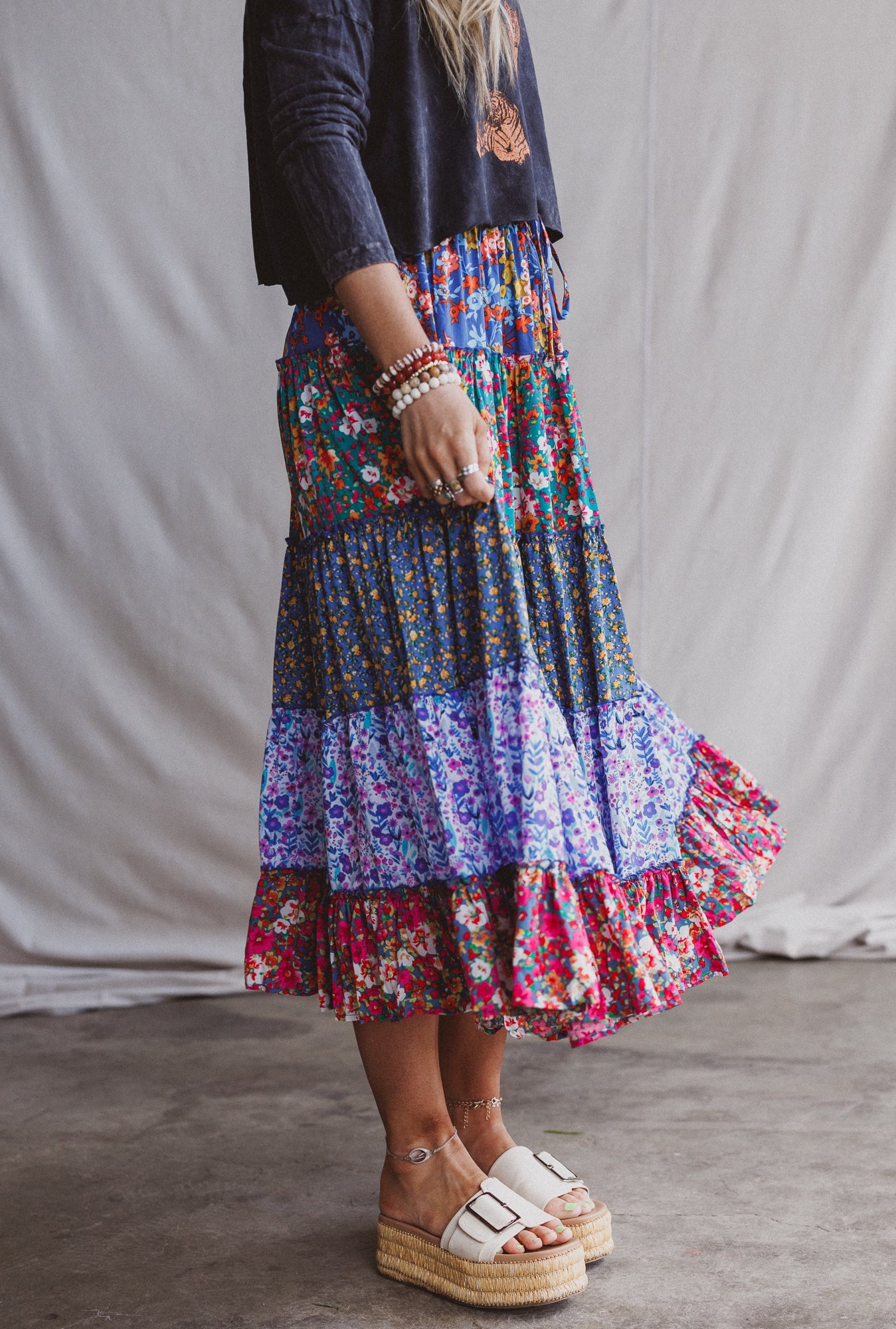 Tatjana Printed Maxi Skirt - Blue