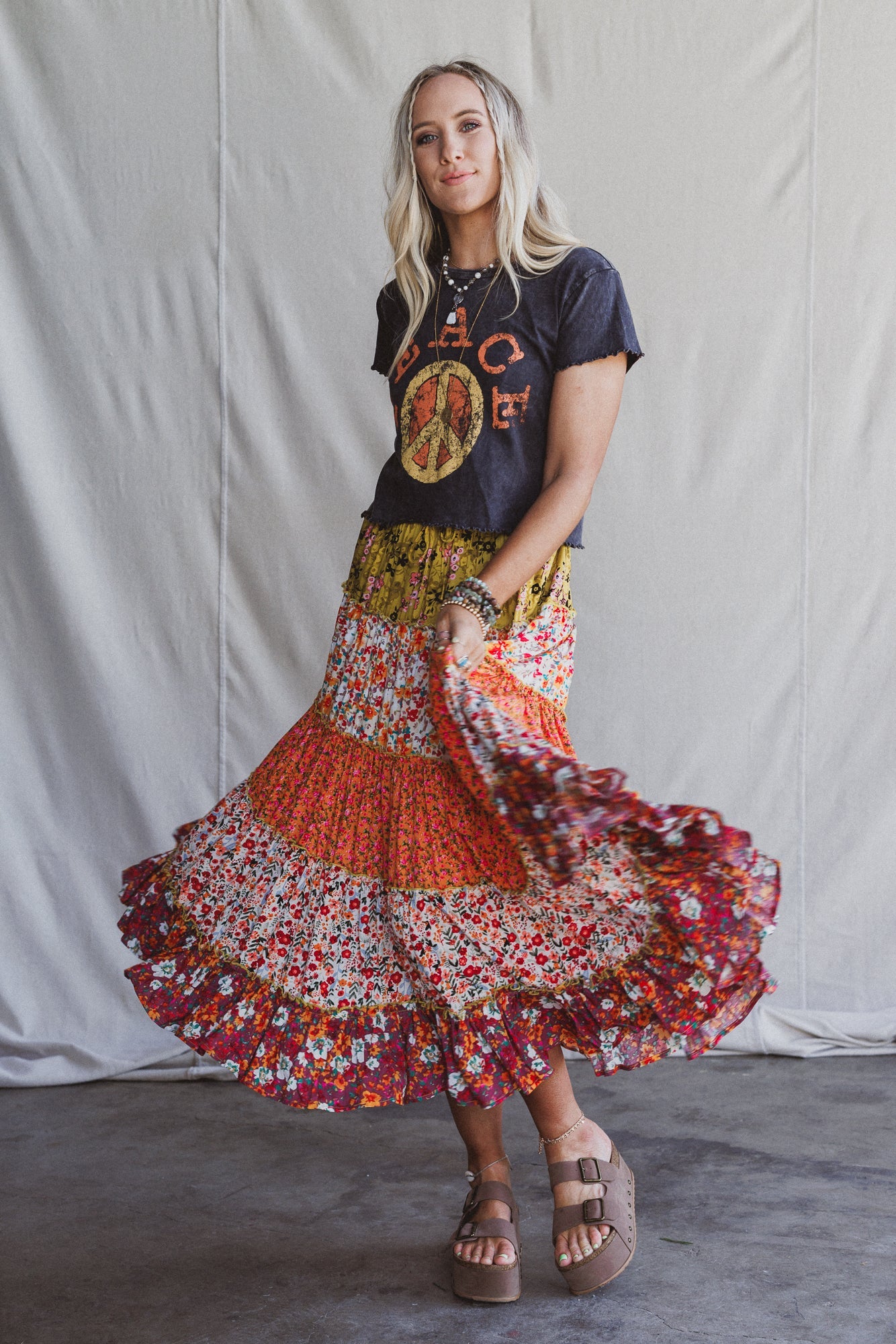 Tatjana Printed Maxi Skirt - Orange