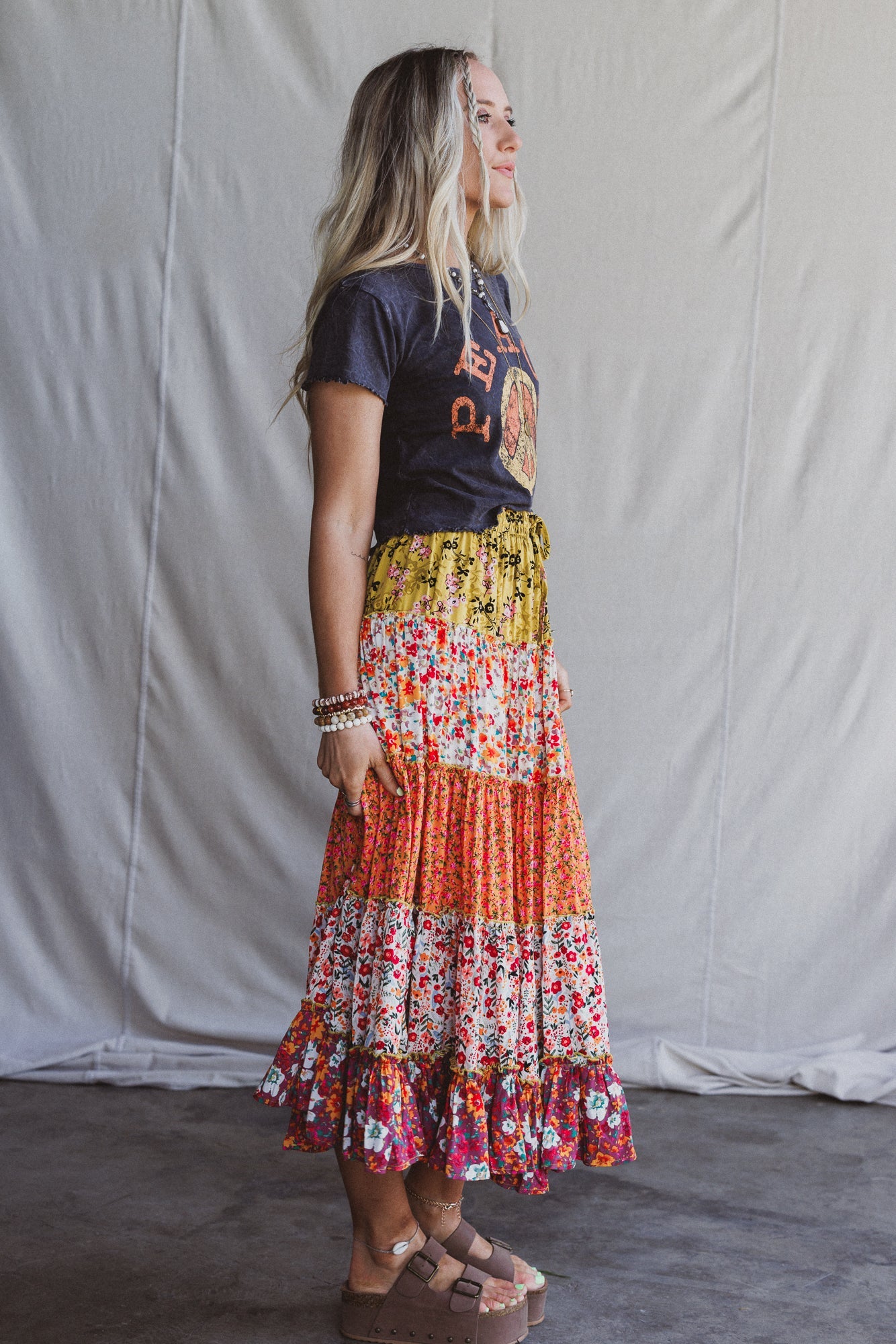 Tatjana Printed Maxi Skirt - Orange