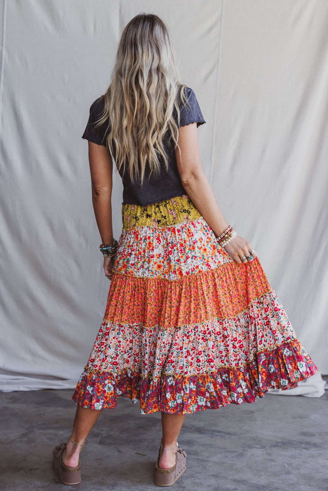 Tatjana Printed Maxi Skirt - Orange