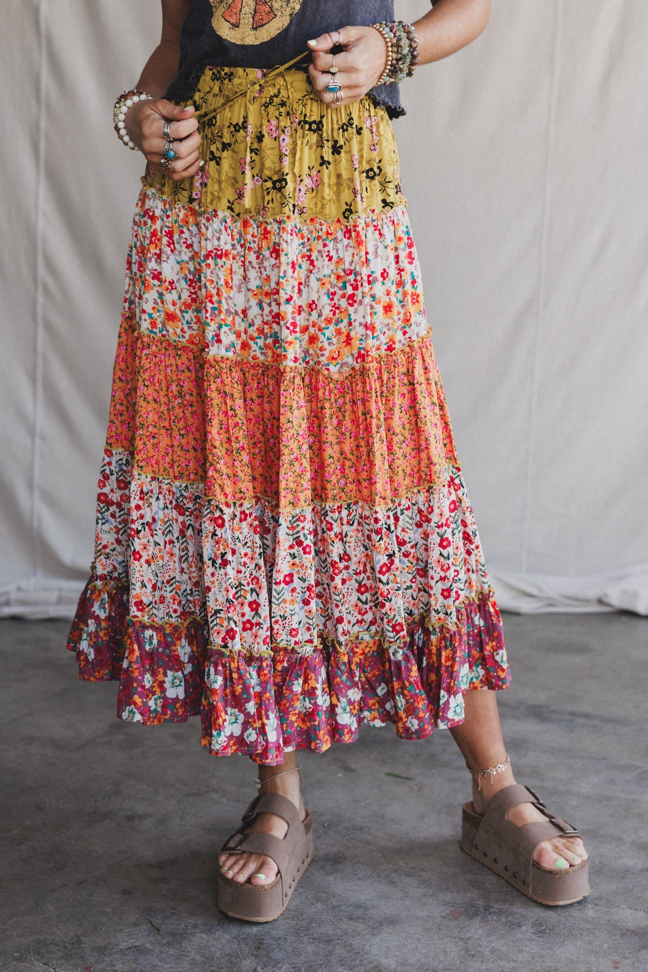 Tatjana Printed Maxi Skirt - Orange