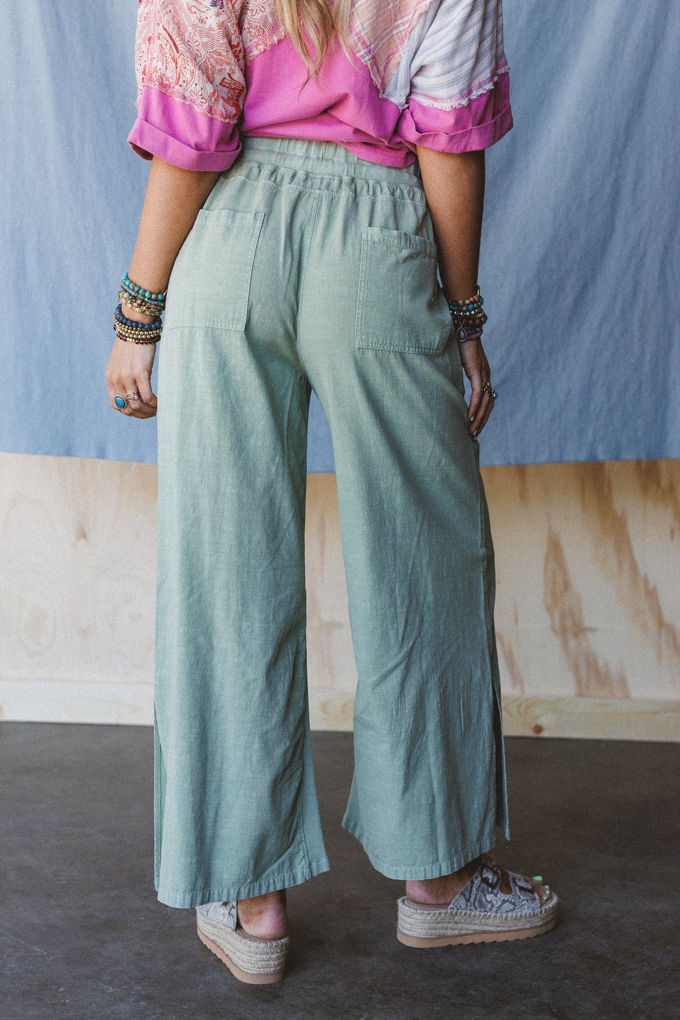 Dream Awake Wide Leg Pants - Sage