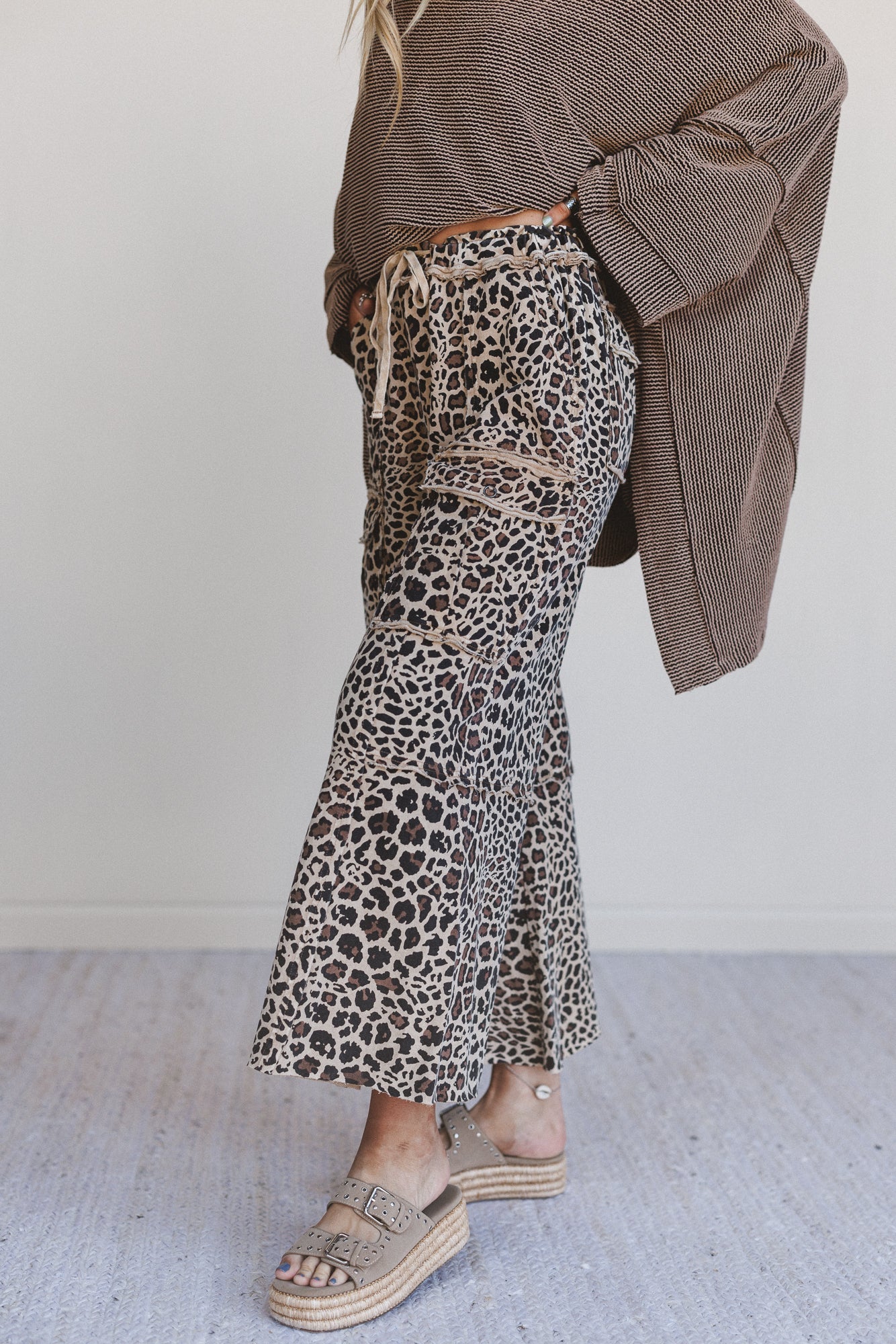 Lucky One Animal Print Cargo Pants - Mocha